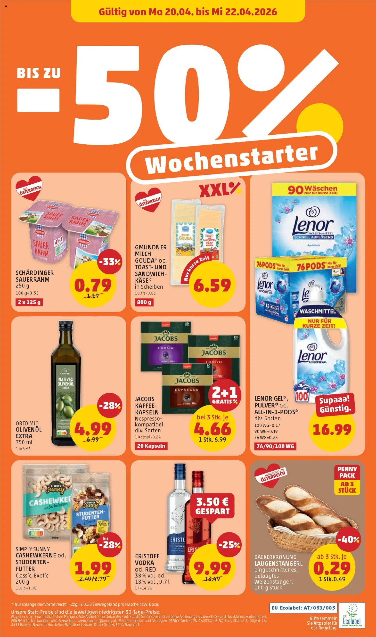 Penny Markt - Flugblatt gültig ab 16.04.2026 | Seite: 24 | Produkte: Milch, Käse, Sauerrahm, Waschmittel