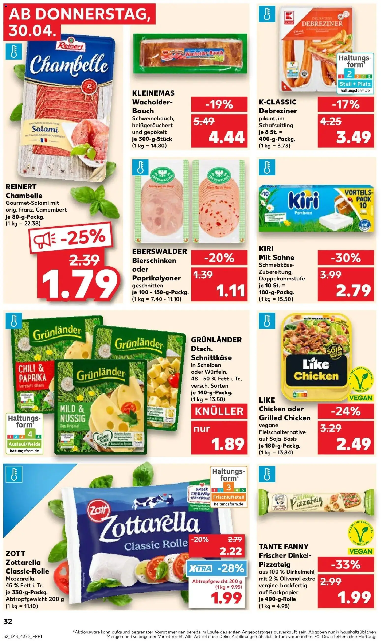Prospekt Kaufland ab 30.04.2026 » Angebote Online zum Blättern | Seite: 32 | Produkte: Mozzarella, Chili, Salami, Pizza