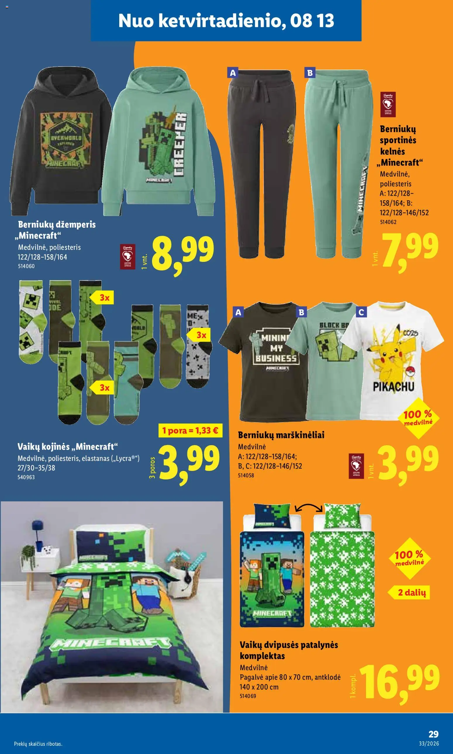 LIDL akcijos nuo 2026.08.10 | Puslapis: 29 | Prekių: Antklodė, Džemperis, Kojinės, Patalynės komplektas