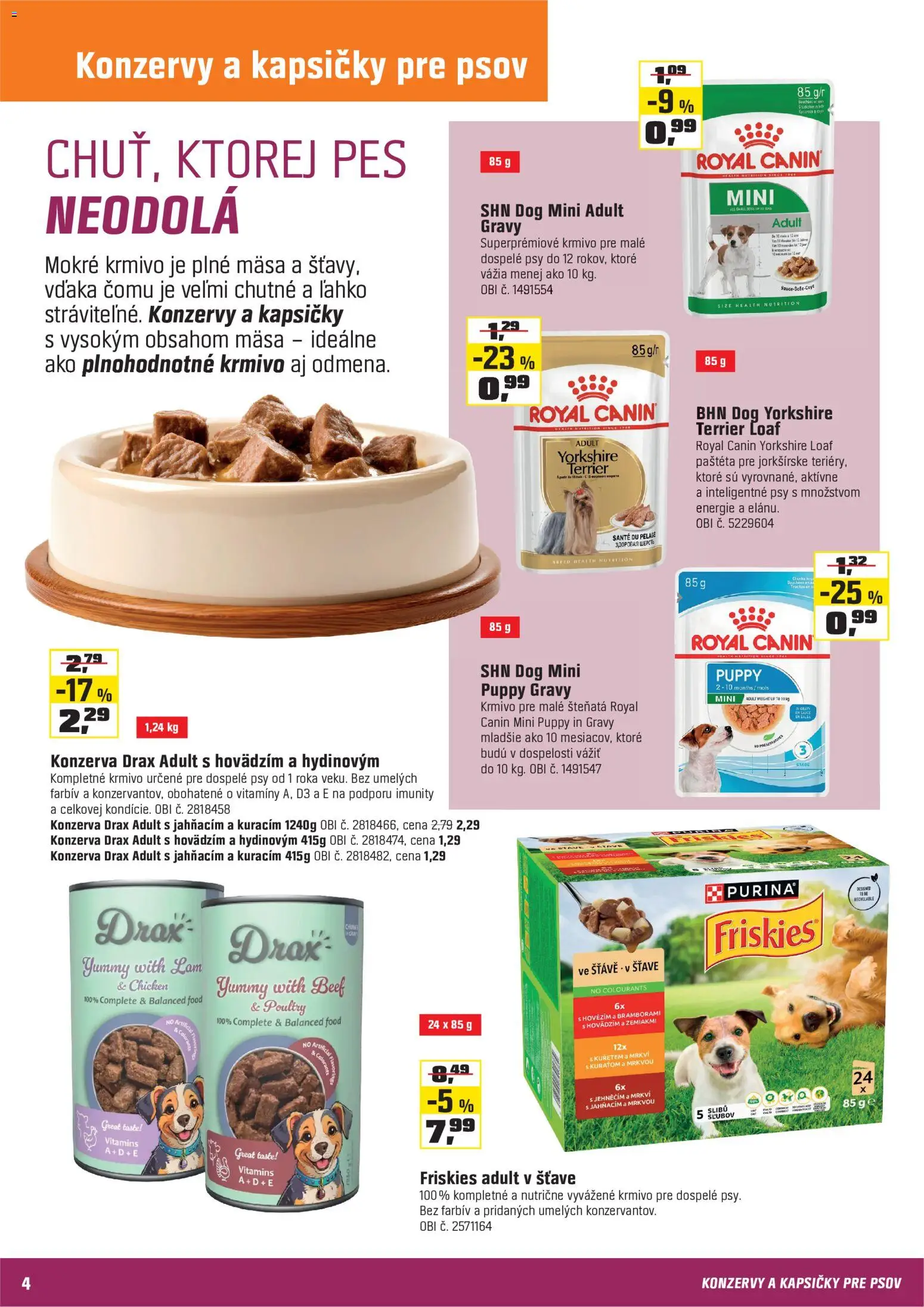 Nové OBI akcie – leták je platný od 15.09.2026 | Strana: 4 | Produkty: Friskies, Kapsičky, Kapsičky pre psov, Paštéta