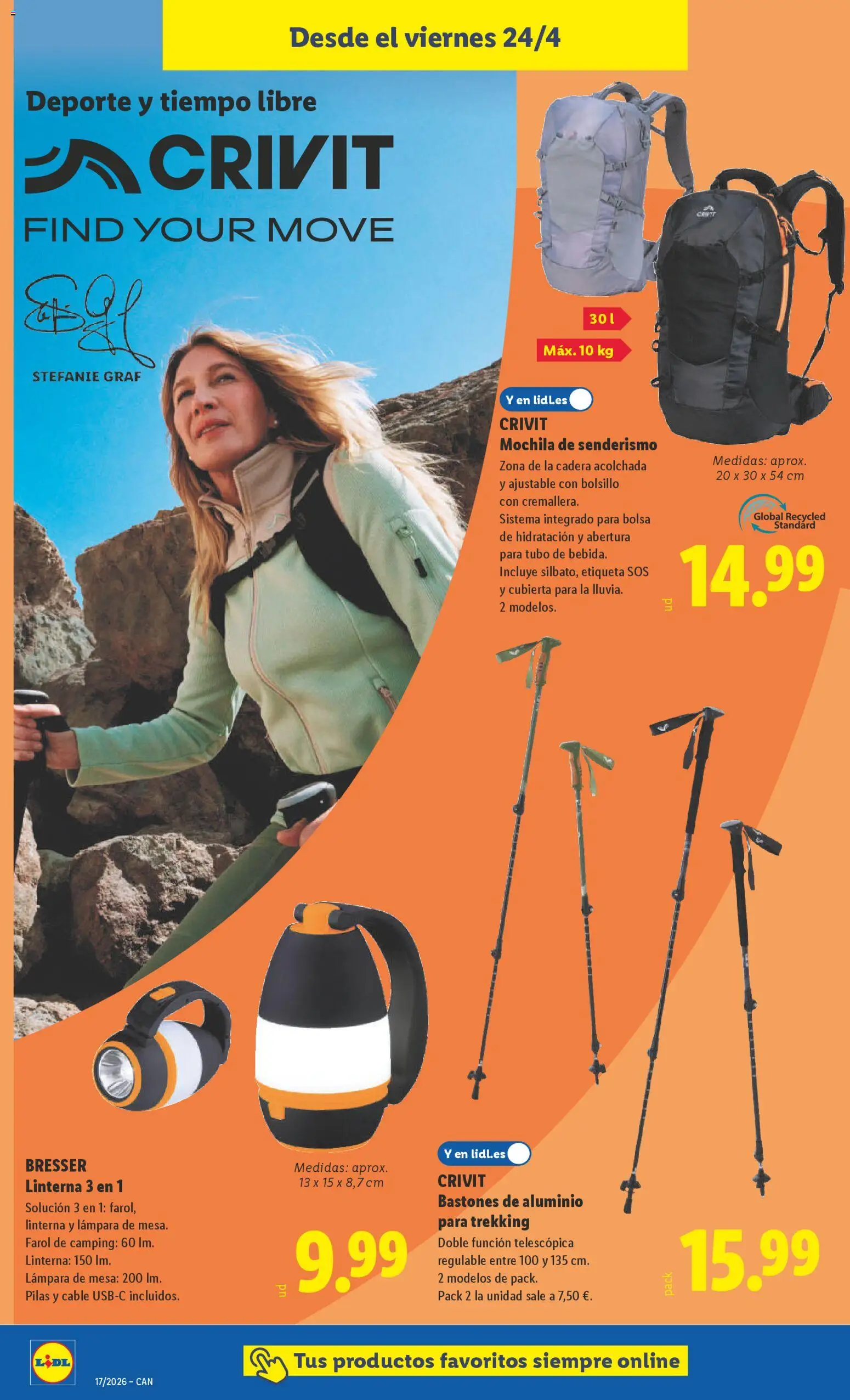 Lidl Canarias │ válido desde el 20.04.2026 | Página: 22 | Productos: Mochila, Farol, Cable, Mesa