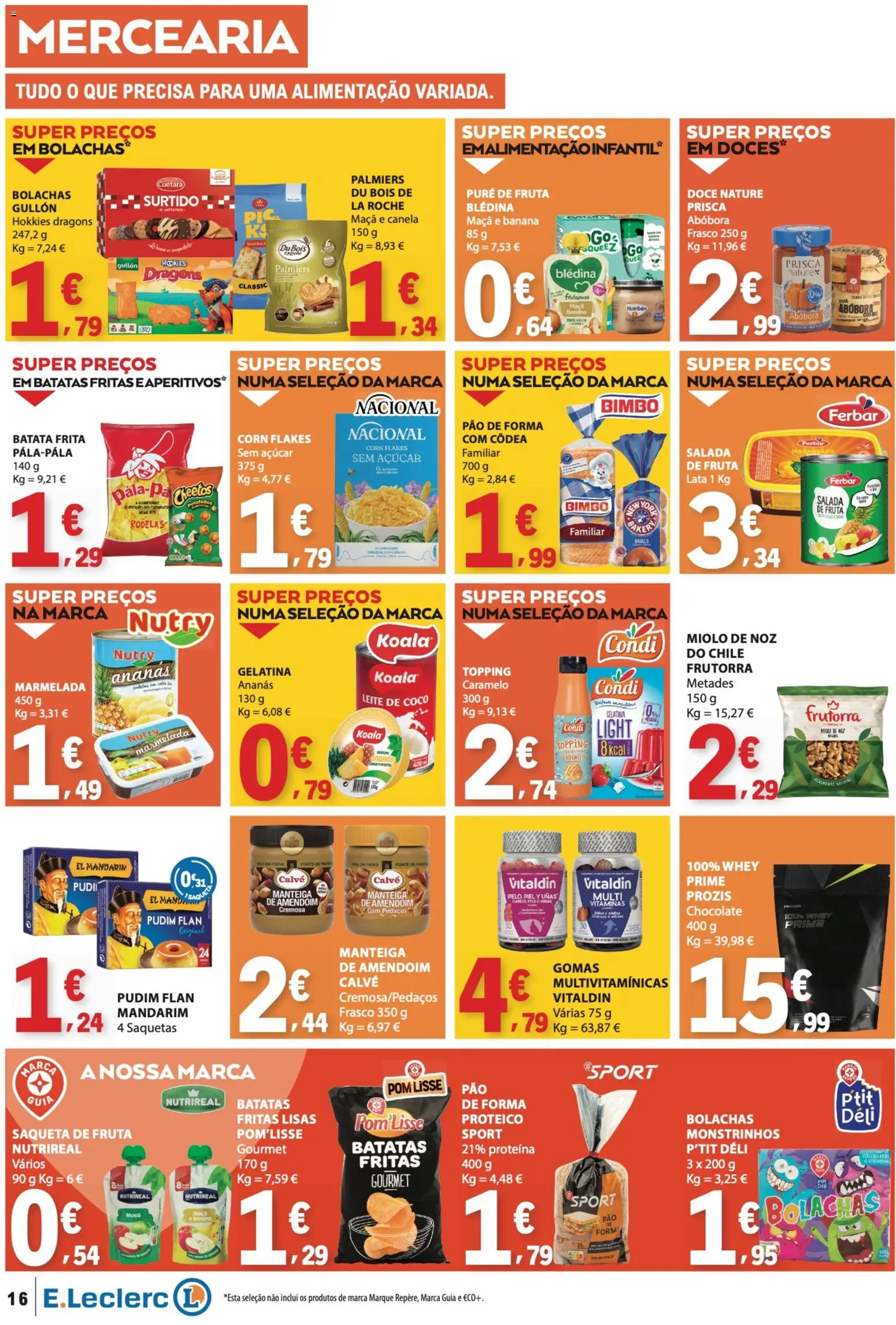 E.Leclerc folheto │ válido de 29/10/2026 | Página: 16 | Produtos: Gelatina, Ananás, Leite, Gomas