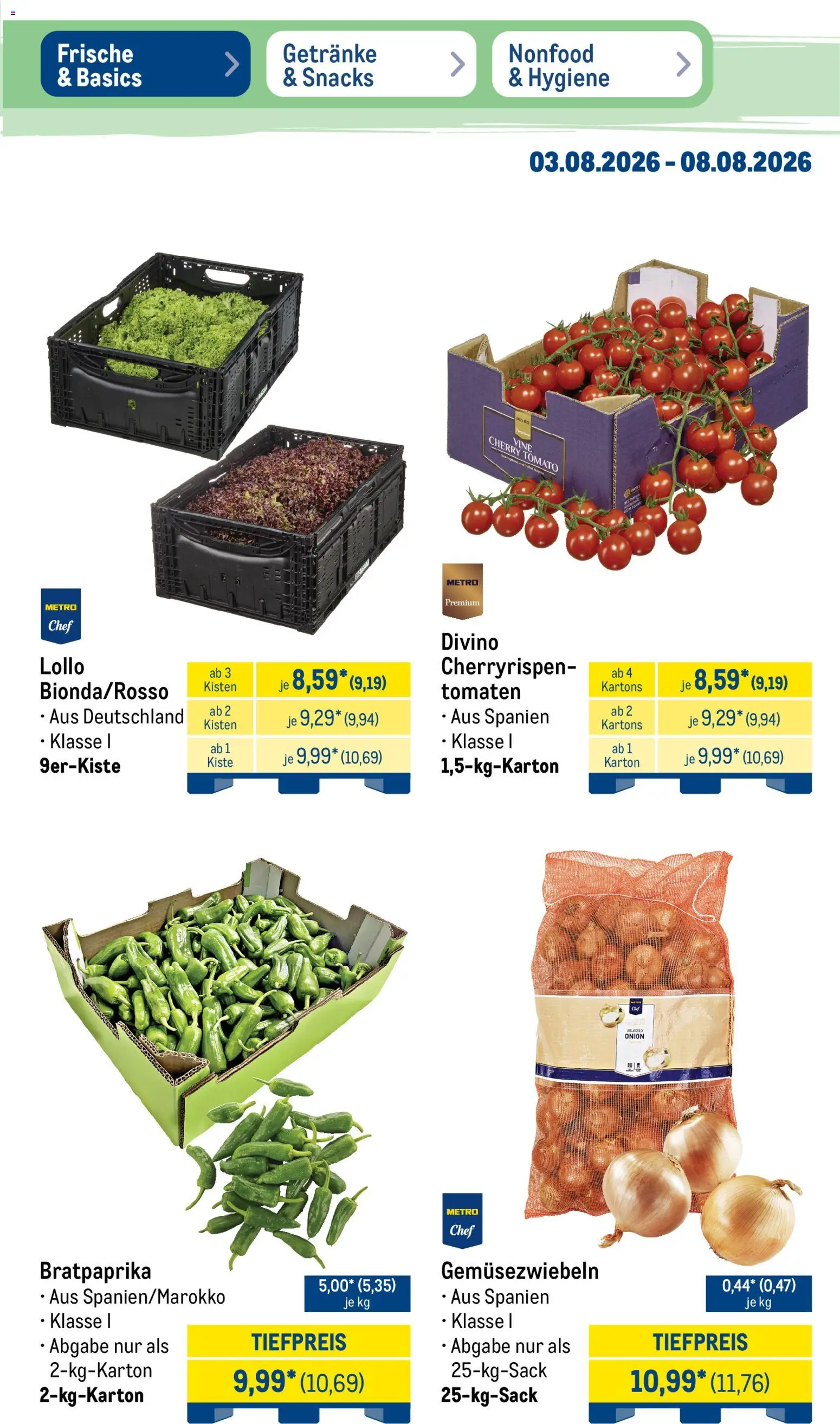 Metro Non Food & Hygiene – gültig ab 03.08.2026 | Seite: 38 | Produkte: Tomaten