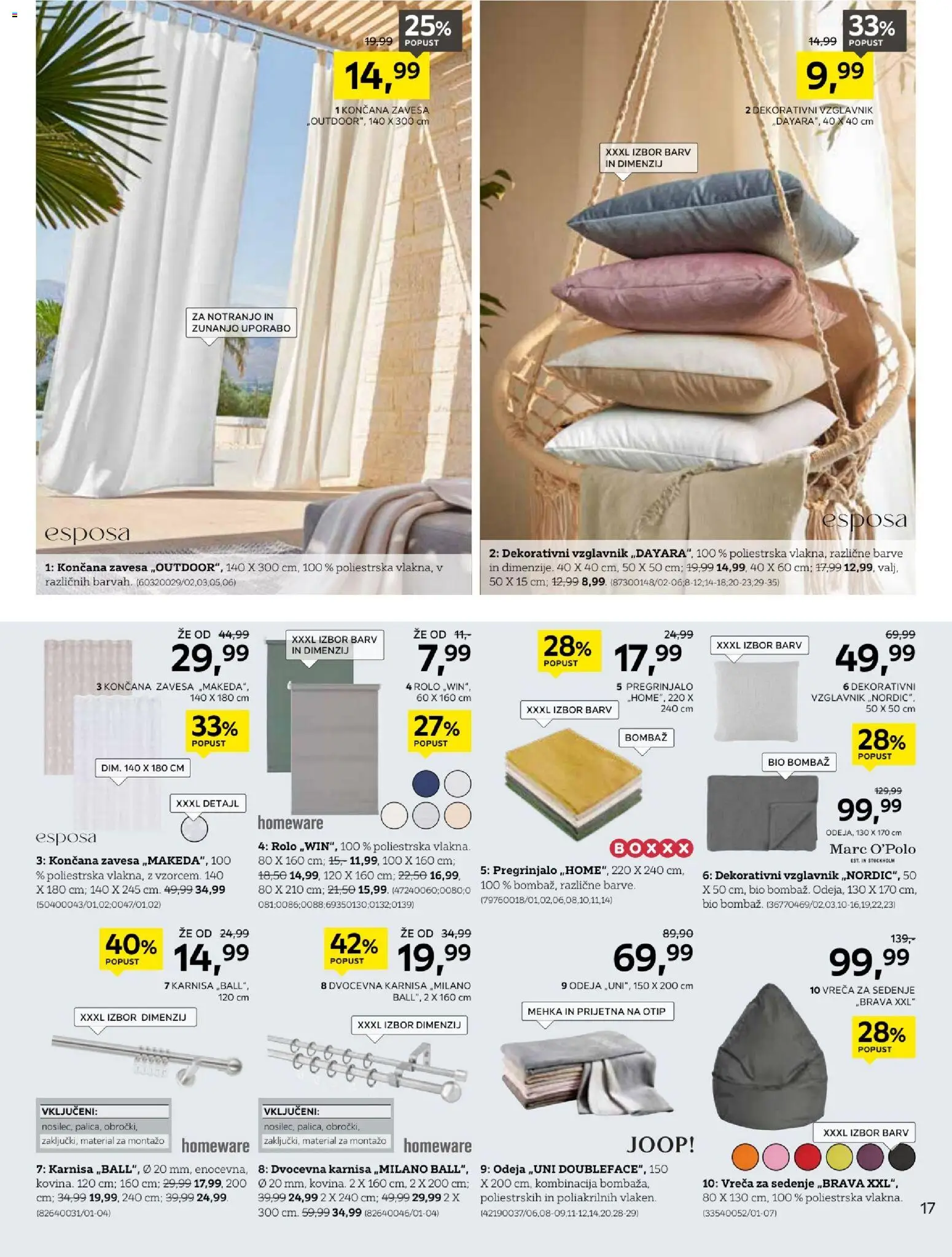 Novi XXXL Lesnina katalog ponudbe – veljaven od 18.08.2026 | Stran: 17 | Izdelki: Vzglavnik, Rolo, Pregrinjalo, Odeja