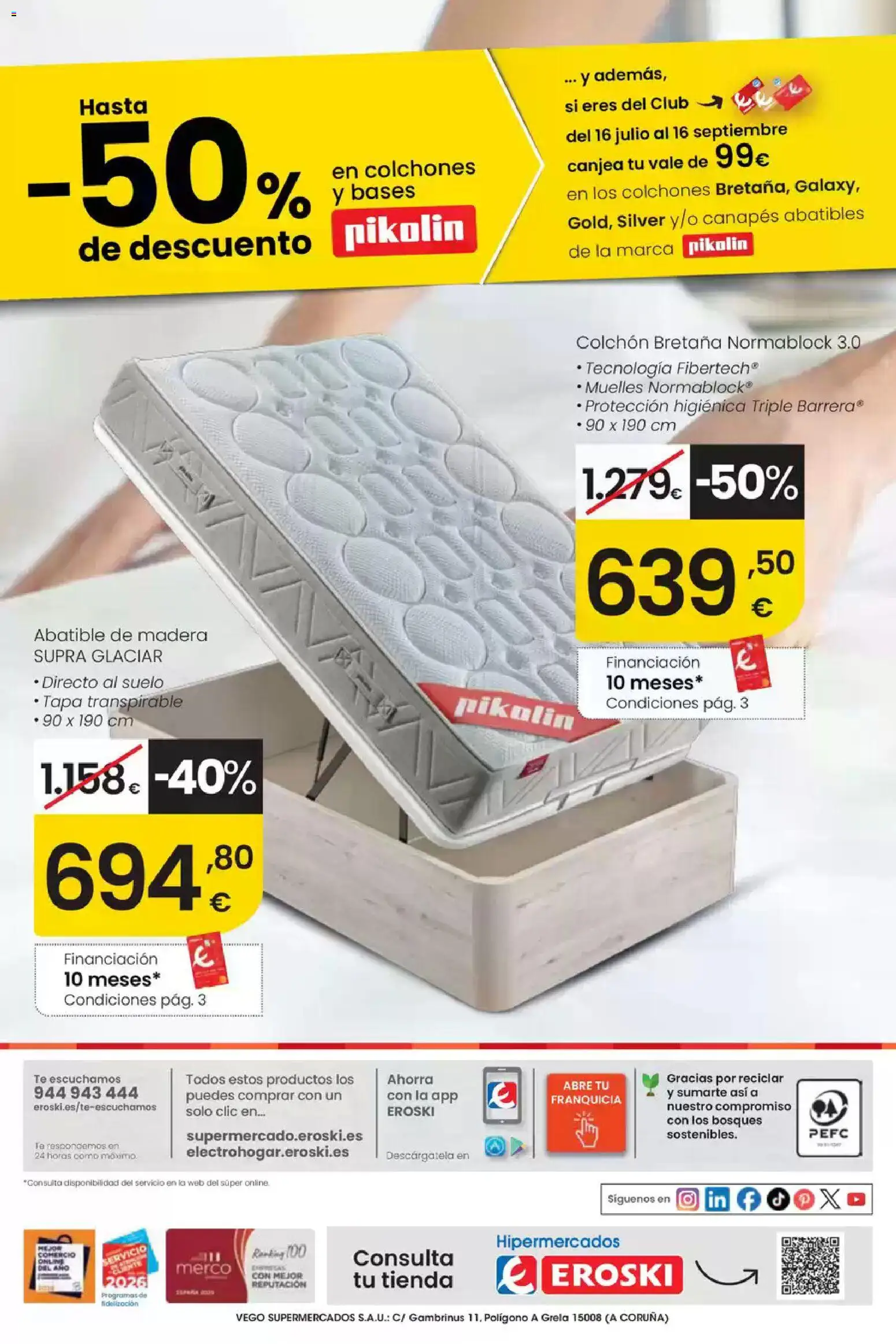 Eroski Te regalamos el Iva en televisores y electrodomésticos │ válido desde el 30/07/2026 | Página: 8 | Productos: Té, Colchon