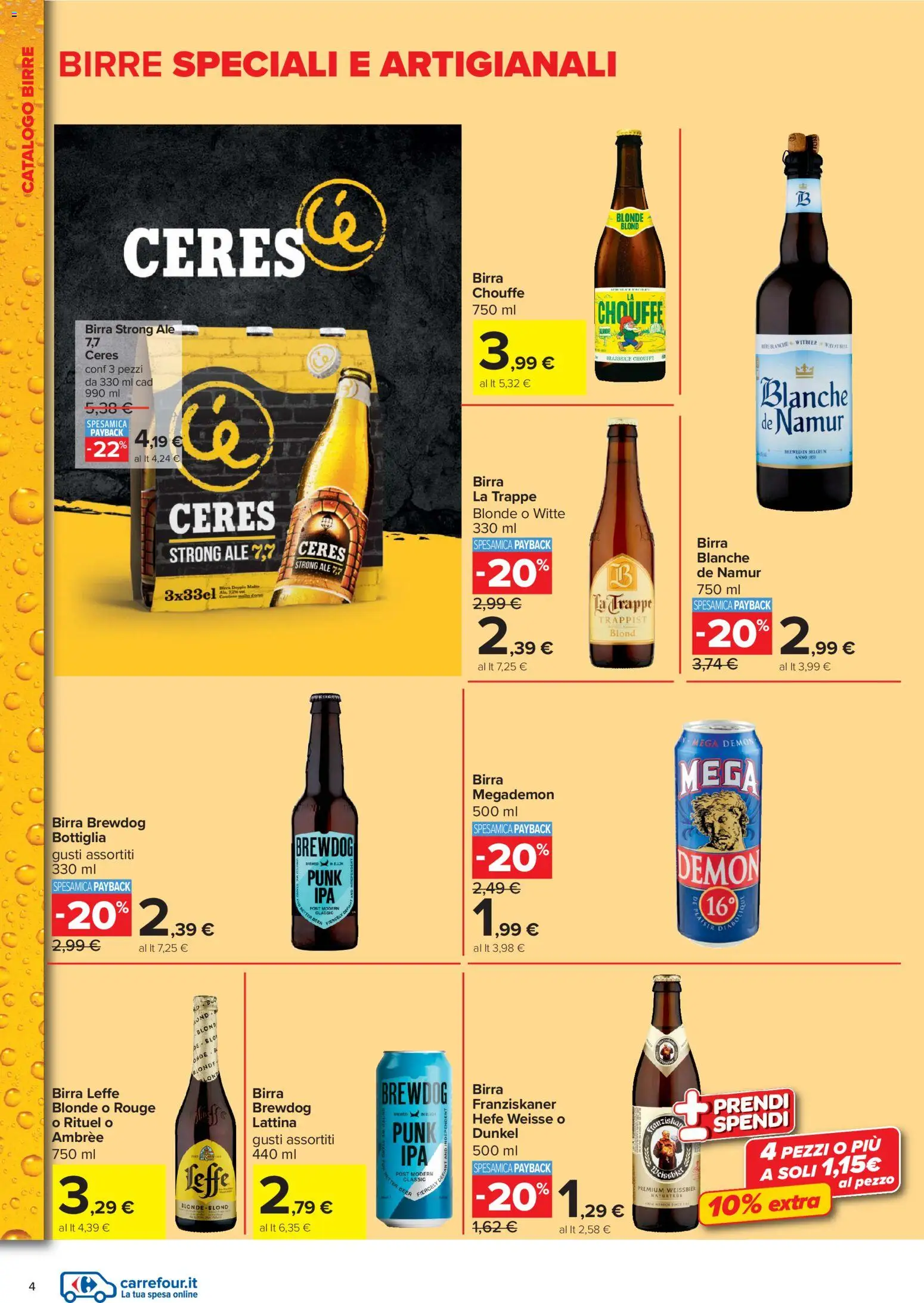 Volantino Carrefour del 03.06.2026 | Pagina: 4 | Prodotti: Birra, Ceres, Bottiglia