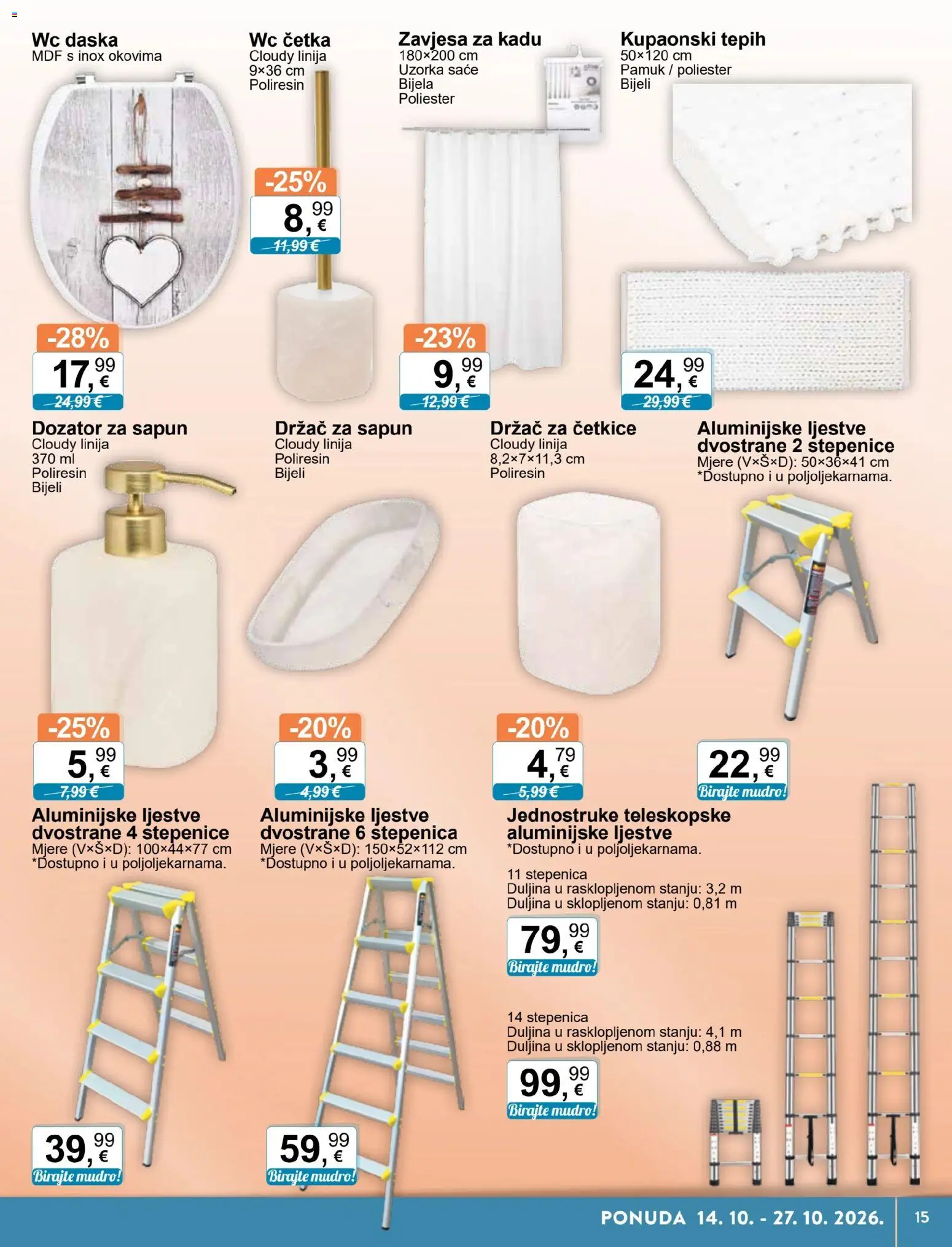 KTC katalog | vrijedi od 14.10.2026 | Stranica: 15 | Proizvodi: Tepih, Četka, Ljestve, Dozator za sapun