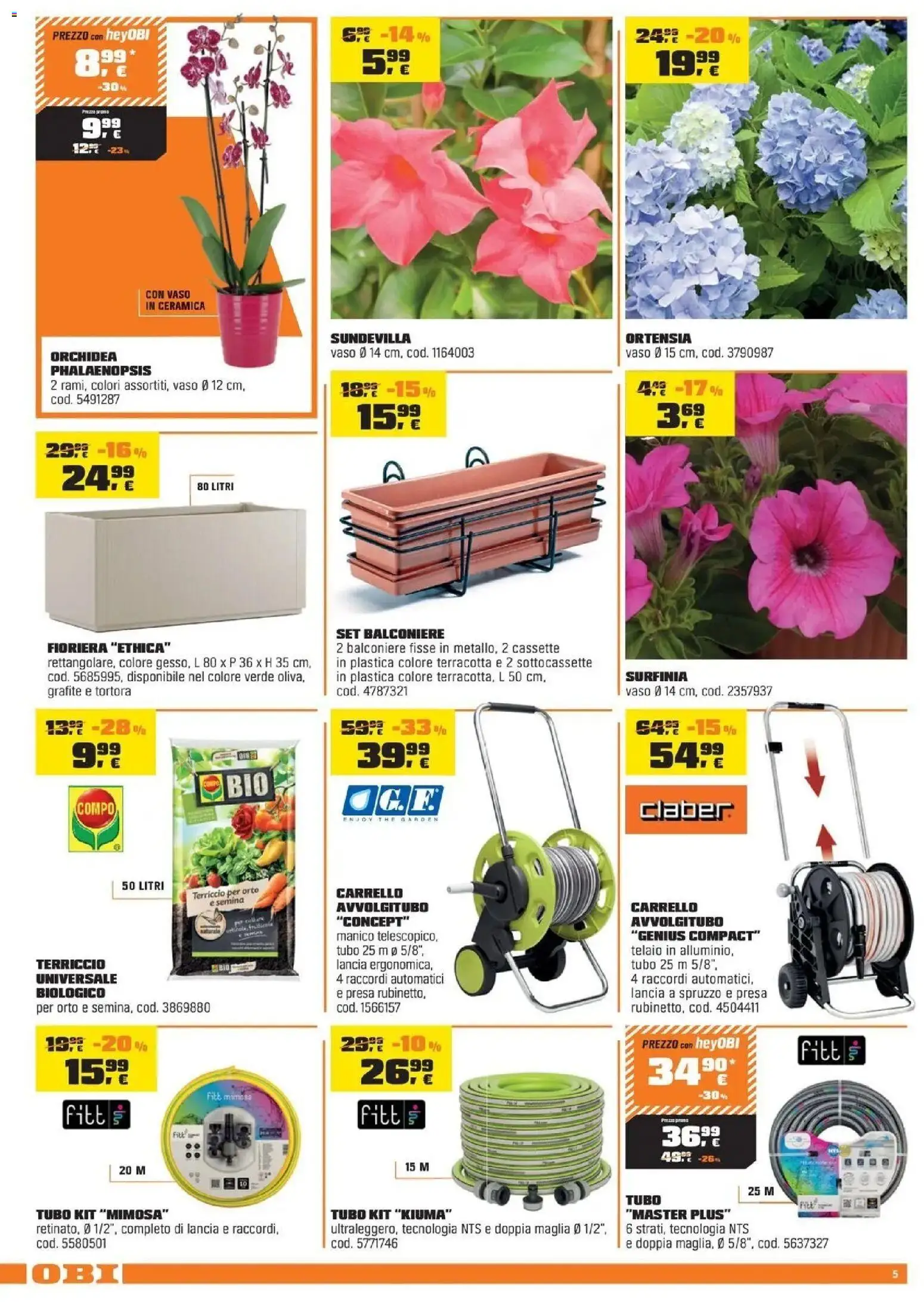 Volantino OBI del 03.04.2026 | Pagina: 5 | Prodotti: Tubo, The, Orchidea, Terriccio