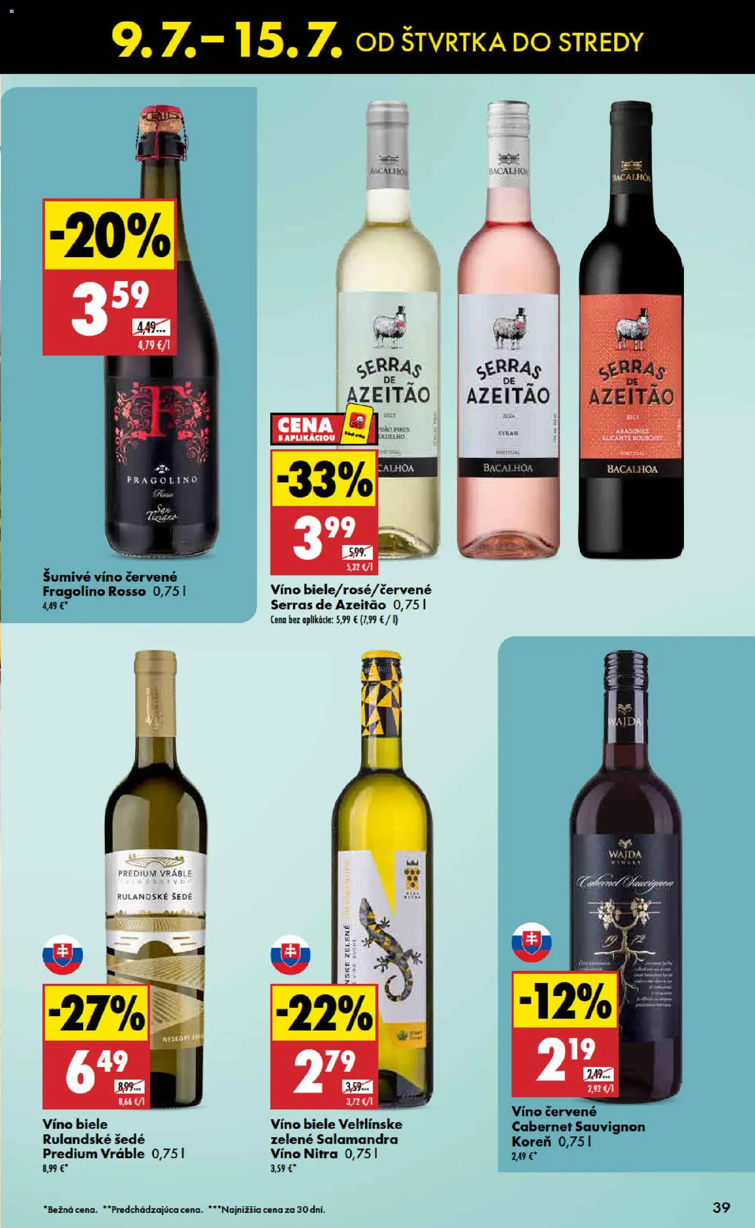 Nové Biedronka akcie – leták je platný od 09.07.2026 | Strana: 39 | Produkty: Biele víno, Víno, Šumivé víno