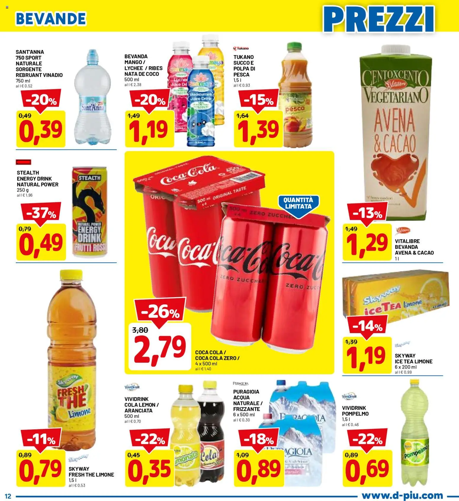 Volantino D Più del 30.04.2026 | Pagina: 12 | Prodotti: Succo, Acqua, Cacao, Coca Cola