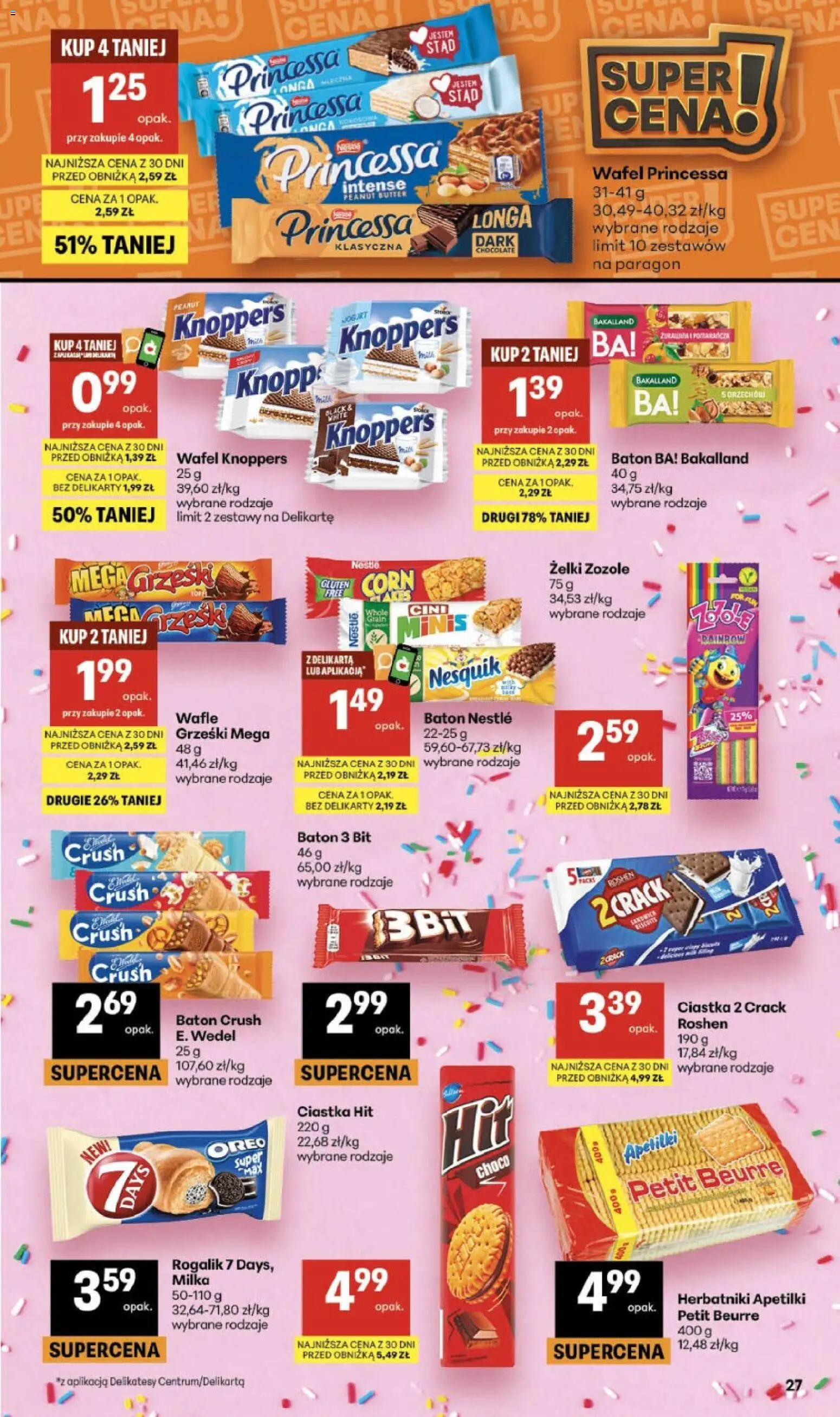Delikatesy Centrum gazetka - Sklepy Własne od 11.06.2026 | Strona: 27 | Produkty: Knoppers, Herbatniki, Baton, Żelki