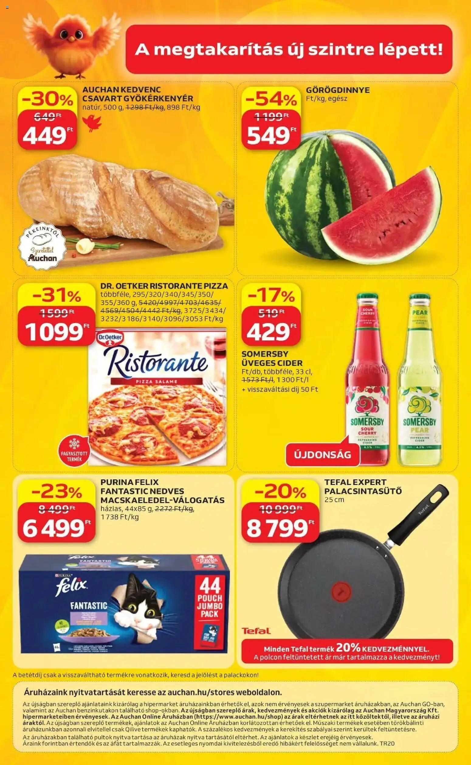 Auchan akciós ujság - amely érvényes a következő dátumtól: 14.05.2026 | Oldal: 58 | Termékek: Görögdinnye, Tefal, Cider, Pizza