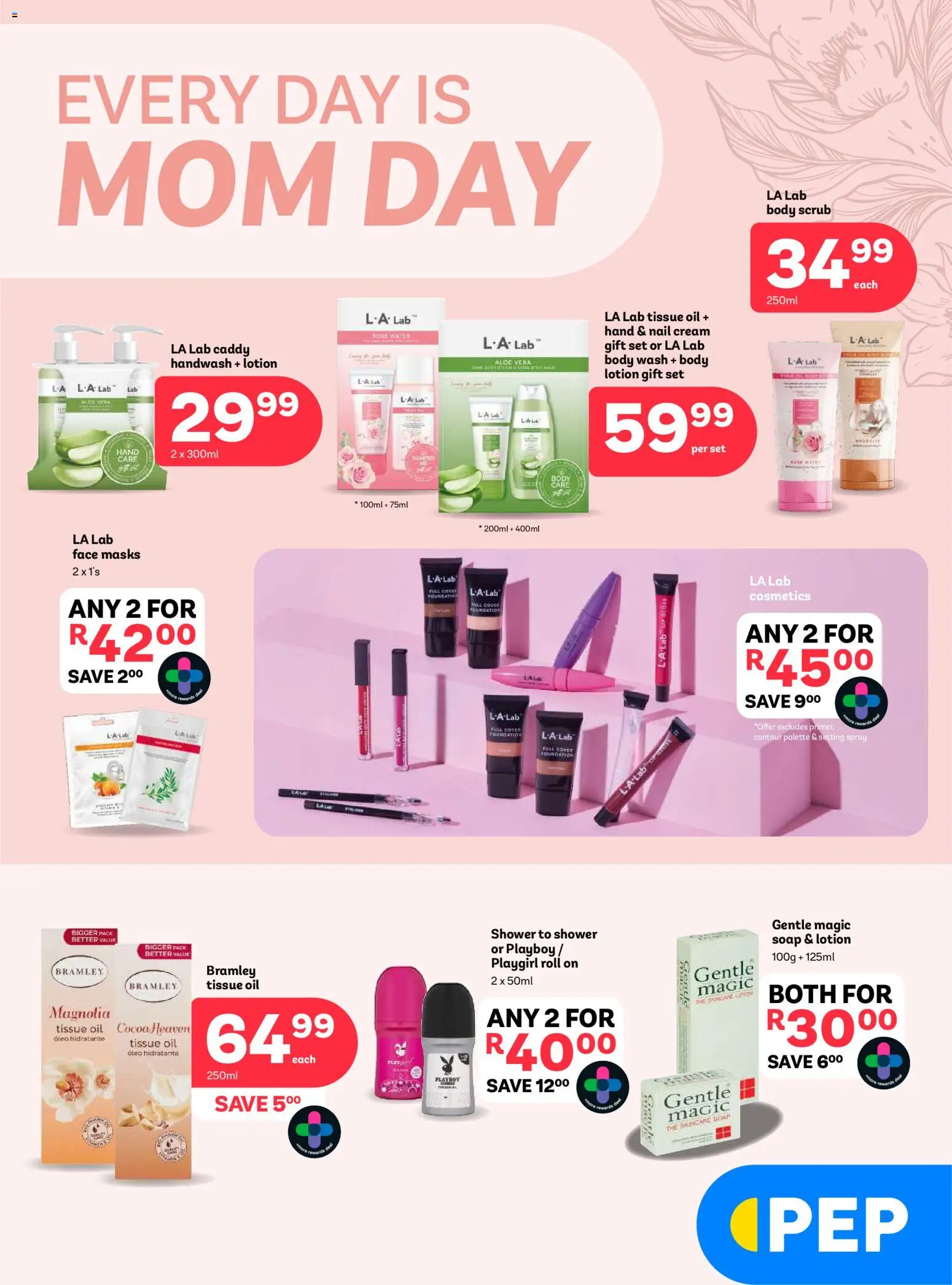 New PEP Stores catalogue – valid from 23.04.2026 | Page: 1 | Products: Tissue oil, Agua con gas, Shower, Foundation