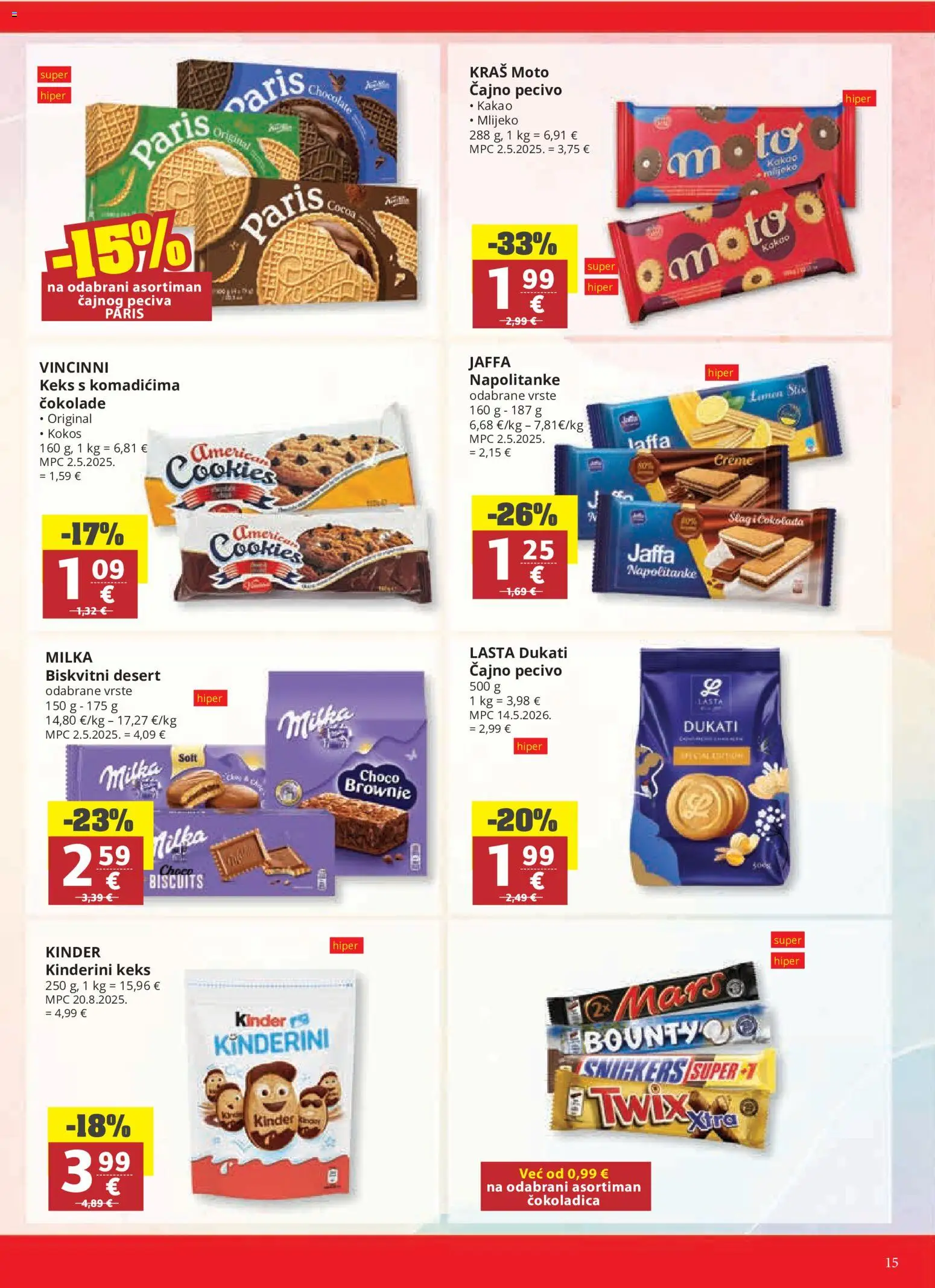 Ribola katalog | vrijedi od 23.09.2026 | Stranica: 15 | Proizvodi: Čokoladica, Keks, Čajno pecivo, Kakao