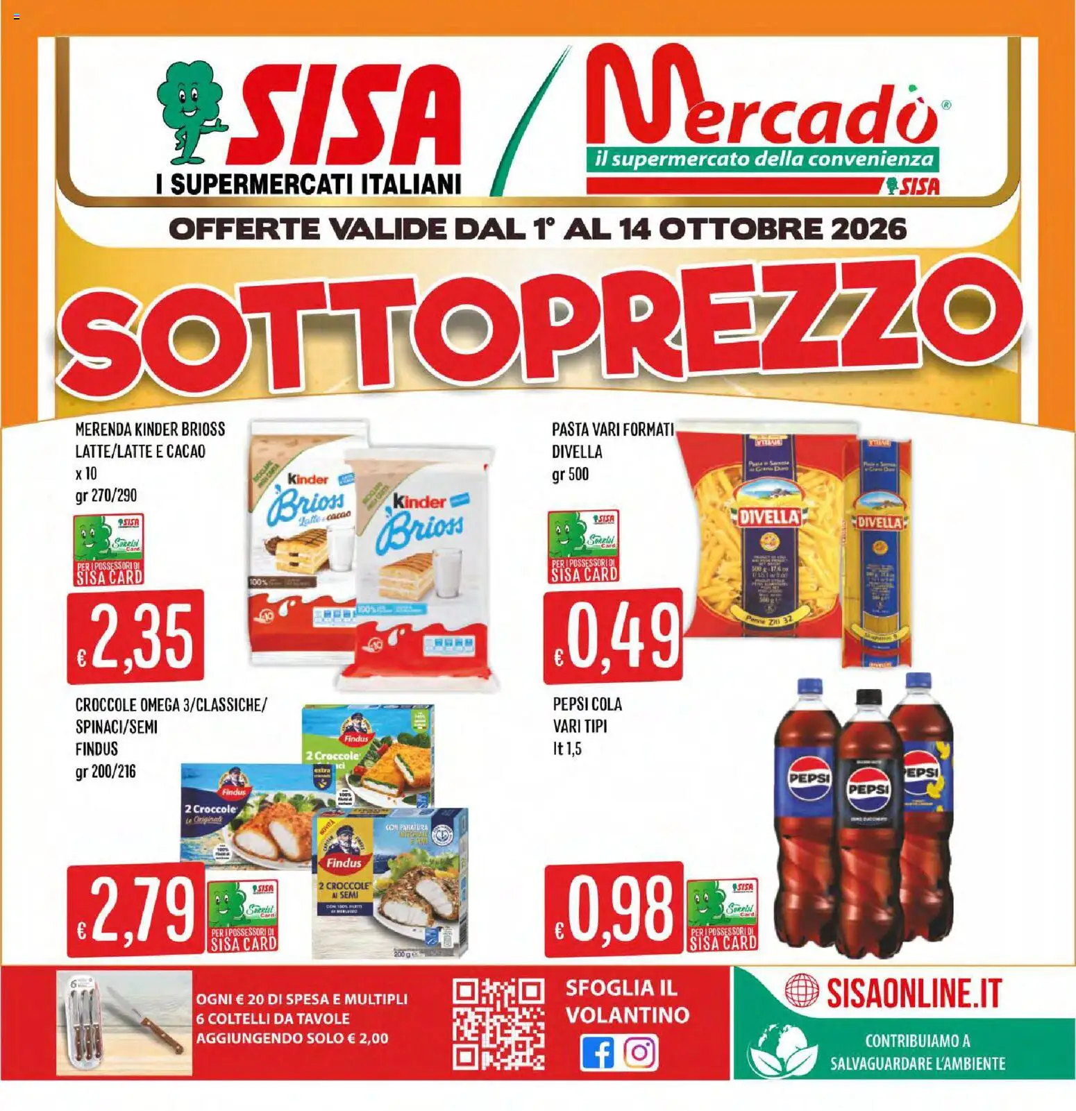 Volantino SISA del 01/10/2026 | Pagina: 1 | Prodotti: Divella, Omega, Coltelli, Pepsi