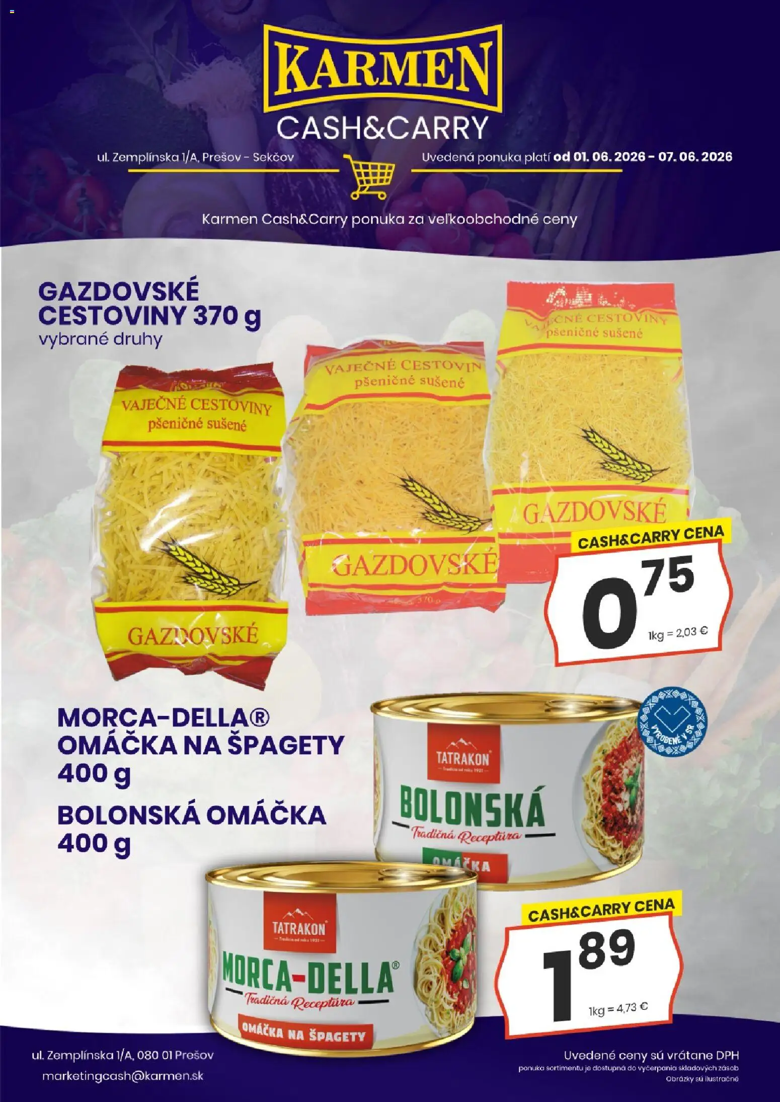 Nové KARMEN CBA akcie – leták je platný od 01.06.2026 | Strana: 8 | Produkty: Cestoviny, Omáčka, Špagety