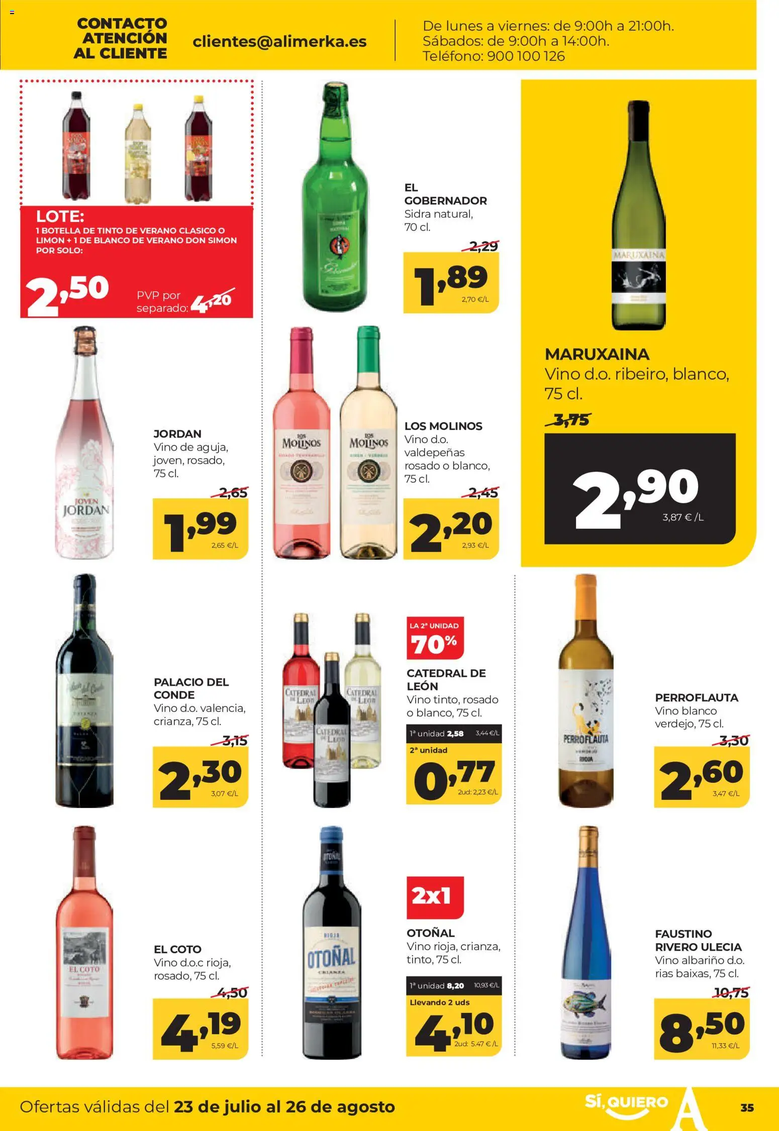 Alimerka folleto Castilla y León │ válido desde el 23/07/2026 | Página: 35 | Productos: Vino, Teléfono