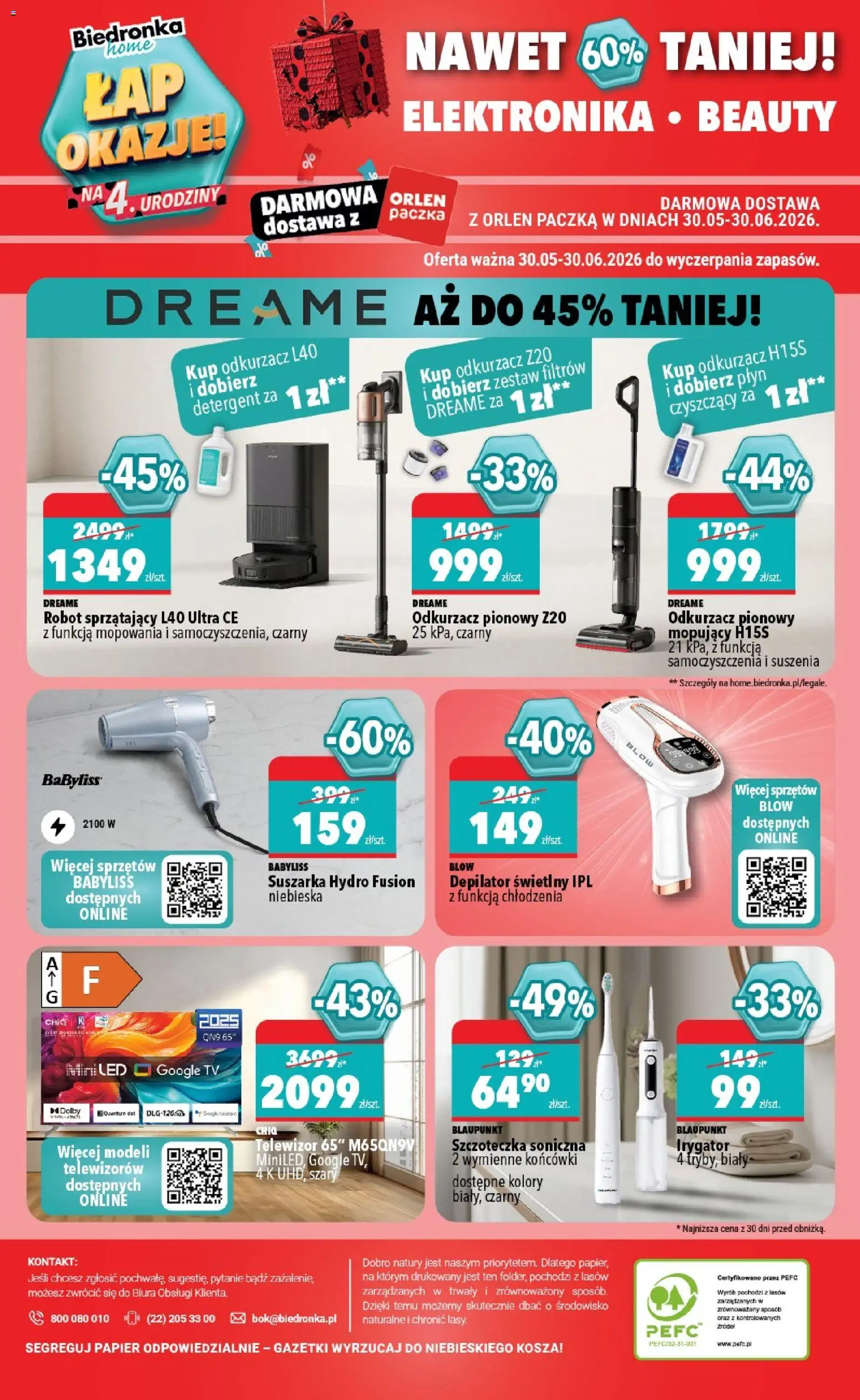 Biedronka Polsko leták - Home oferta od 30.05.2026 | Strana: 6 | Produkty: Tv, Depilátor, Robot, LED
