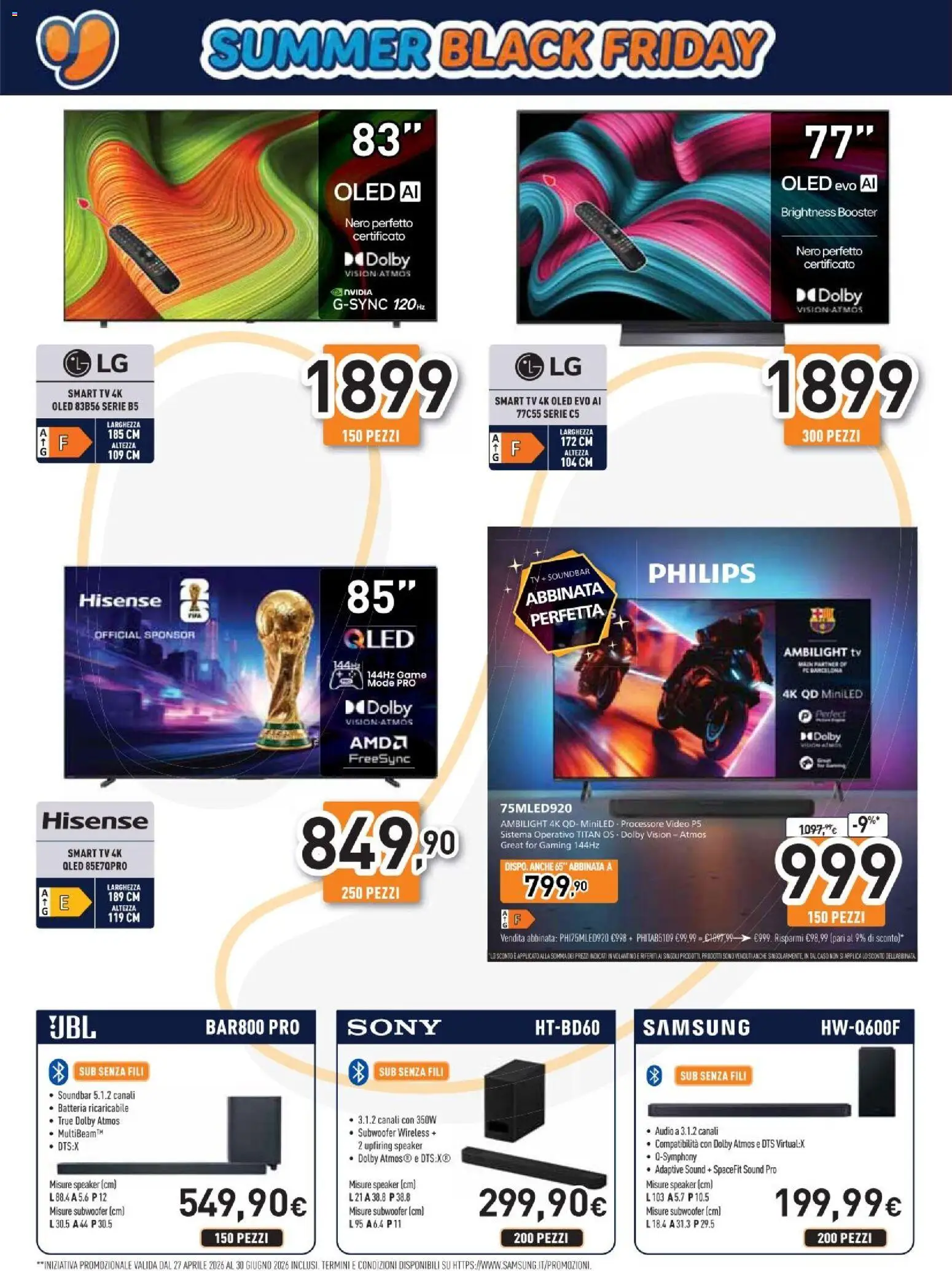 Volantino Unieuro del 11.06.2026 | Pagina: 2 | Prodotti: Soundbar, Audio, Batteria, Samsung