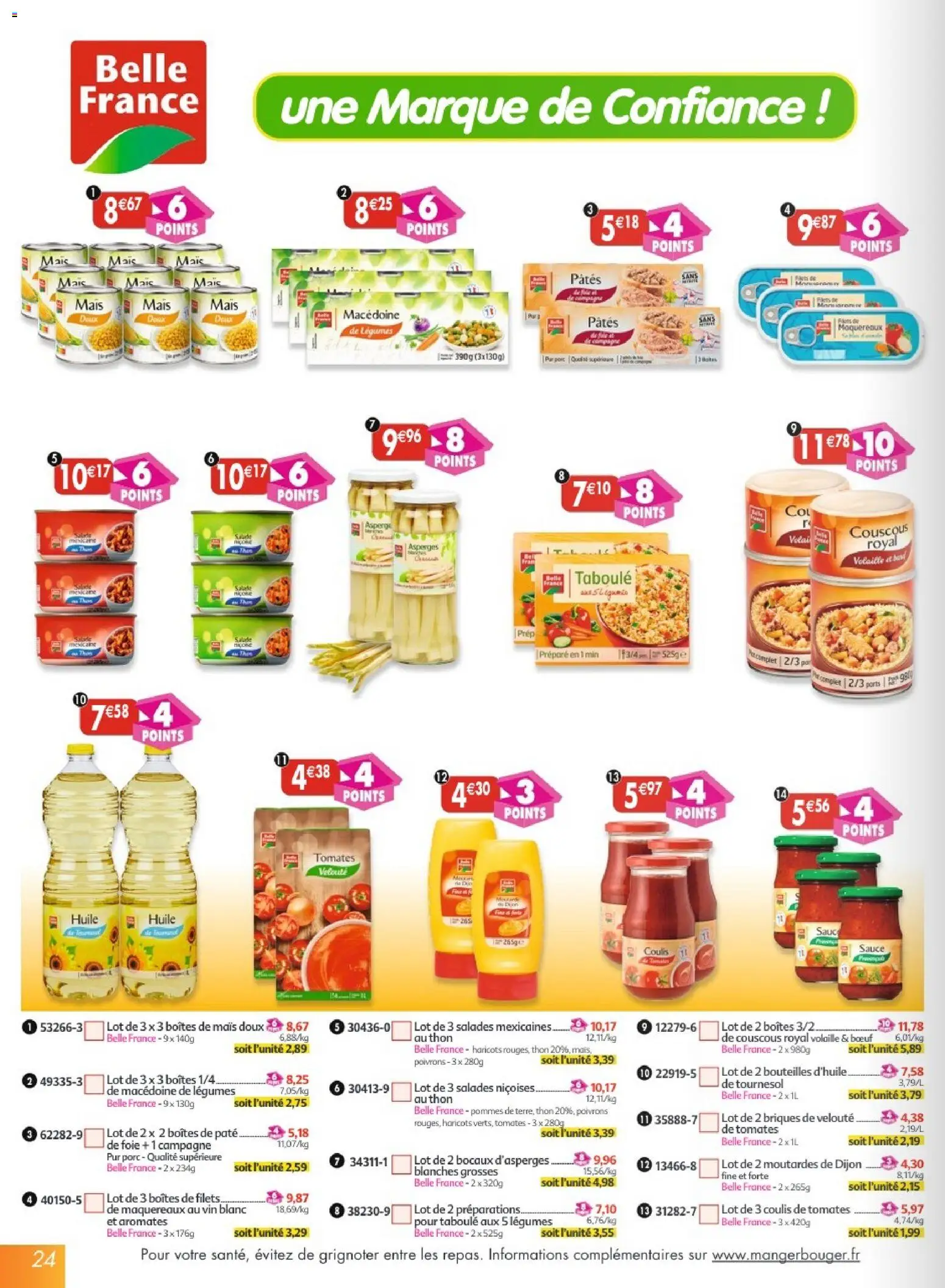 {H1} | Page: 24 | Produits: Volaille, Huile, Pommes, Pâtes