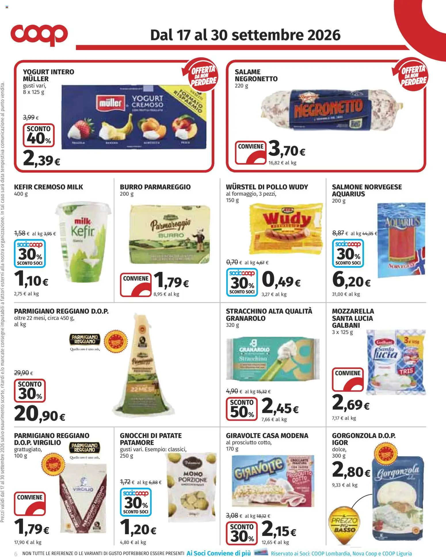 Volantino COOP del 17/09/2026 | Pagina: 6 | Prodotti: Pollo, Prosciutto, Basso, Yogurt cremoso
