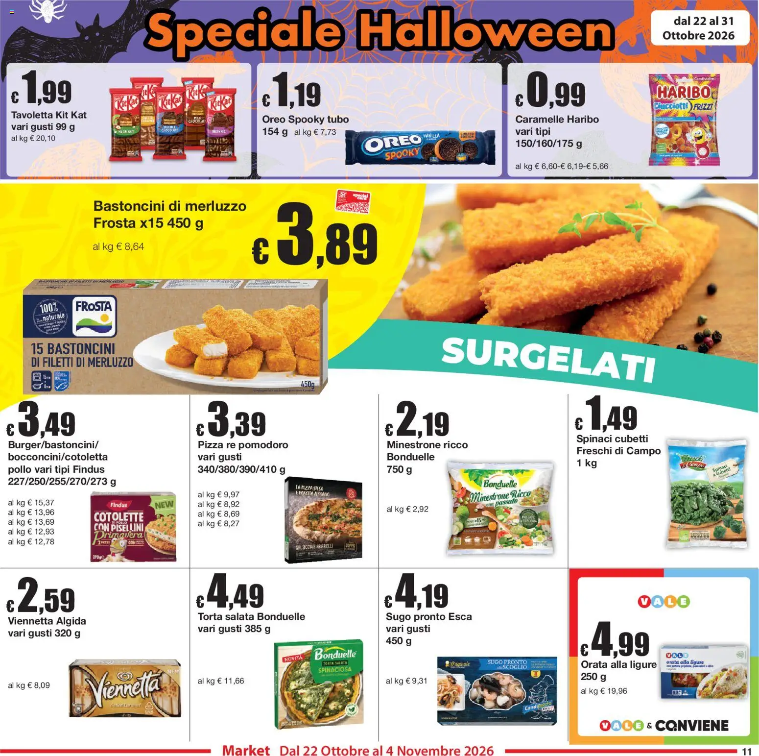Volantino Sì con Te del 22/10/2026 | Pagina: 11 | Prodotti: Minestrone, Pollo, Pomodoro, Oreo