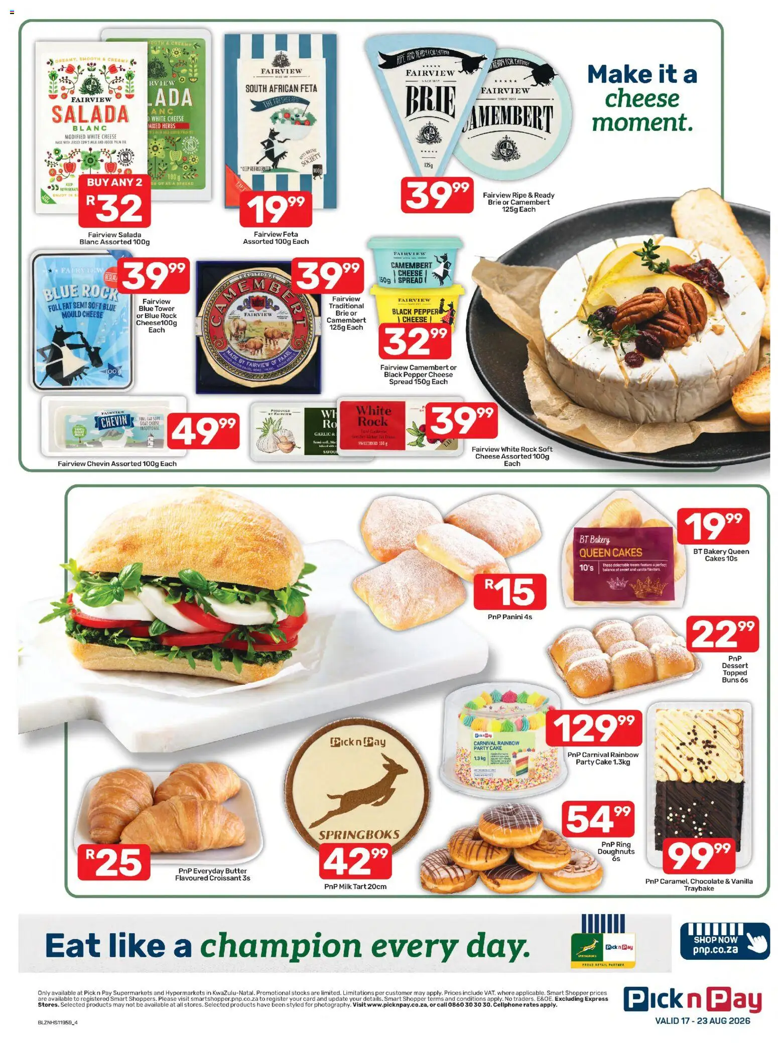 New Pick n Pay catalogue – valid from 17/08/2026 | Page: 4 | Products: Cake, Spread, Bakery, Dessert