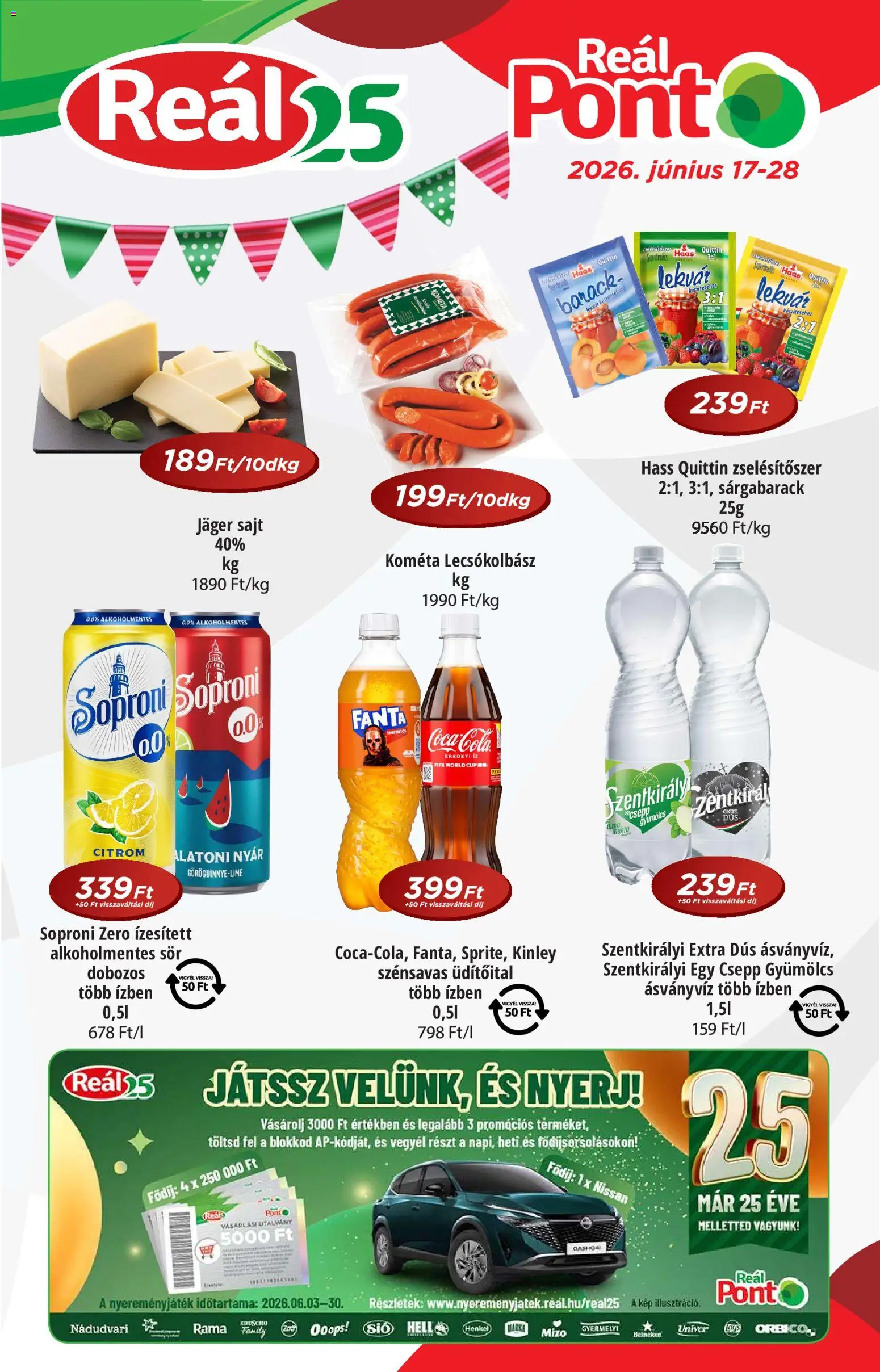 Reál akciós ujság - amely érvényes a következő dátumtól: 17.06.2026 | Oldal: 1 | Termékek: Gyümölcs, Fanta, Coca Cola, Lecsókolbász