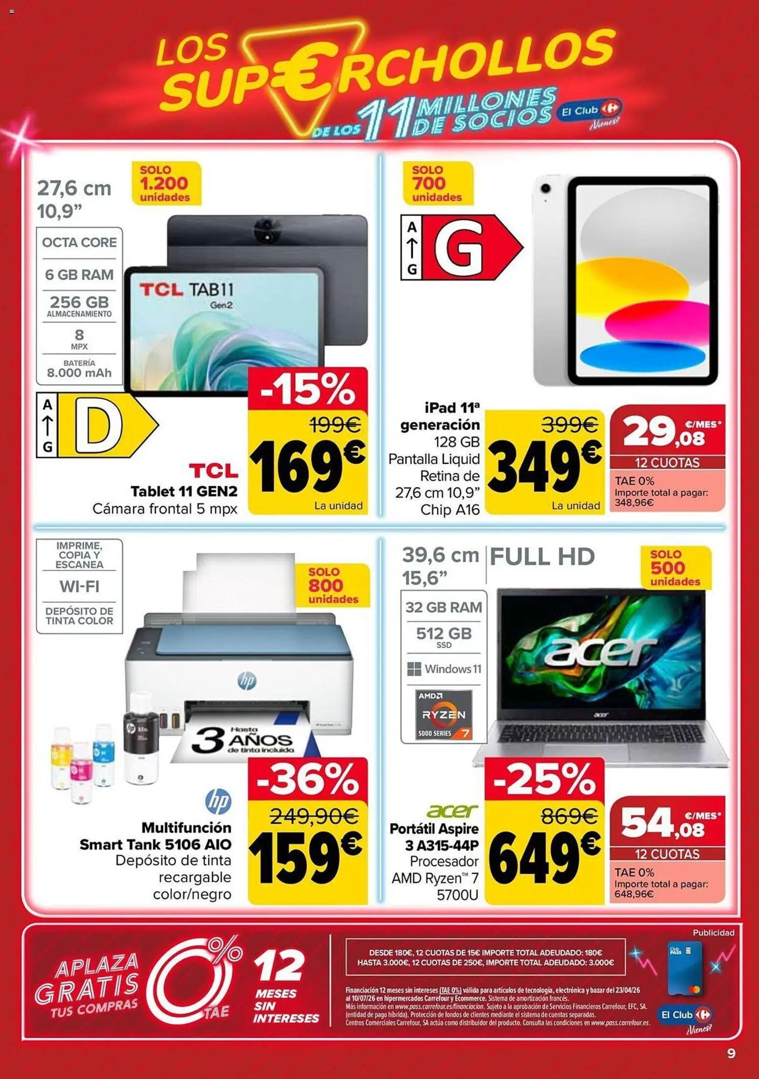 Carrefour Los Super Chollos │ válido desde el 12.05.2026 | Página: 9 | Productos: Ipad, Tablet, Cámara, Batería