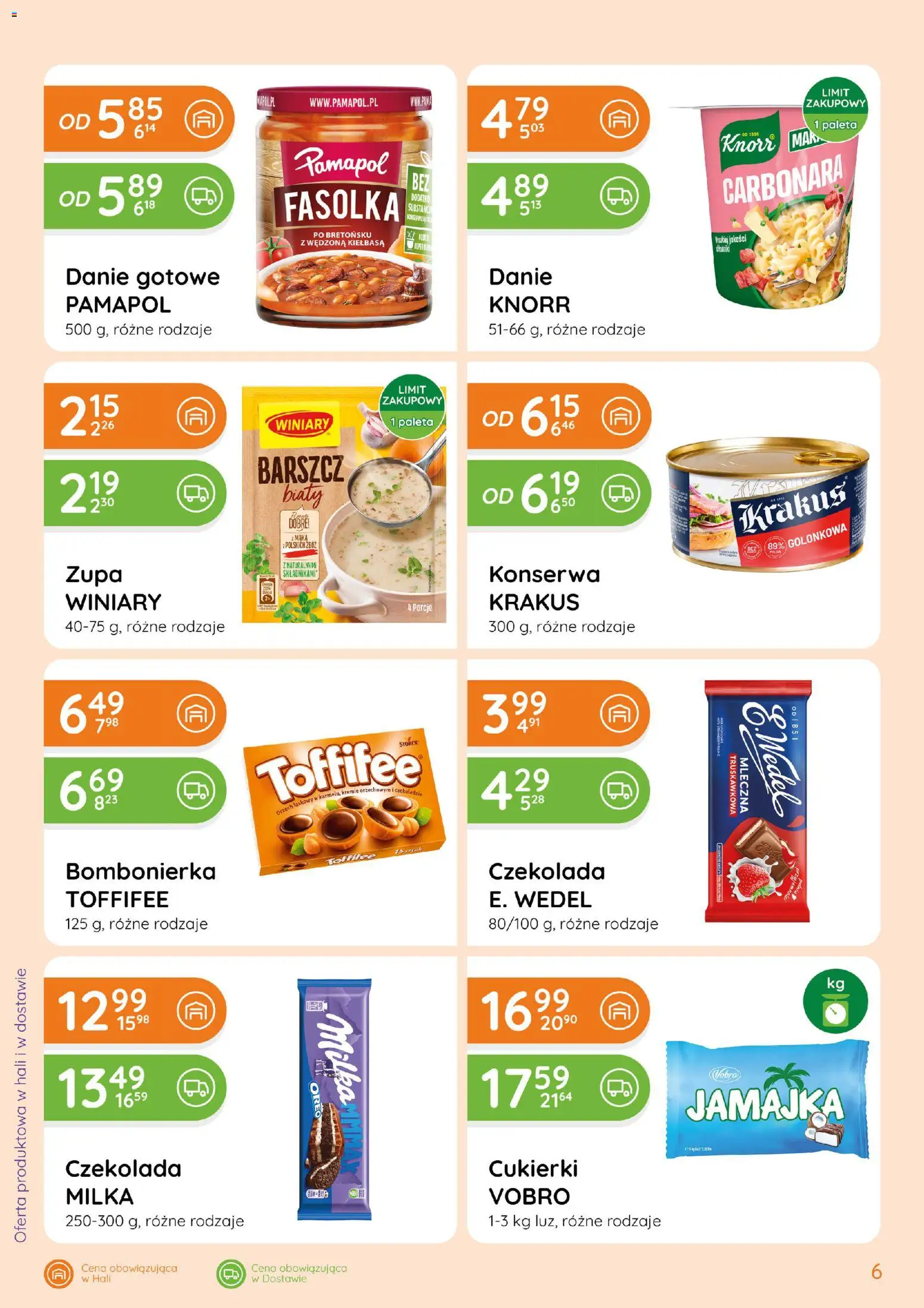 Eurocash gazetka - Ofensywa Spożywcza od 03.09.2026 | Strona: 6 | Produkty: Kiełbasa, Carbonara, Milka, Cukierki