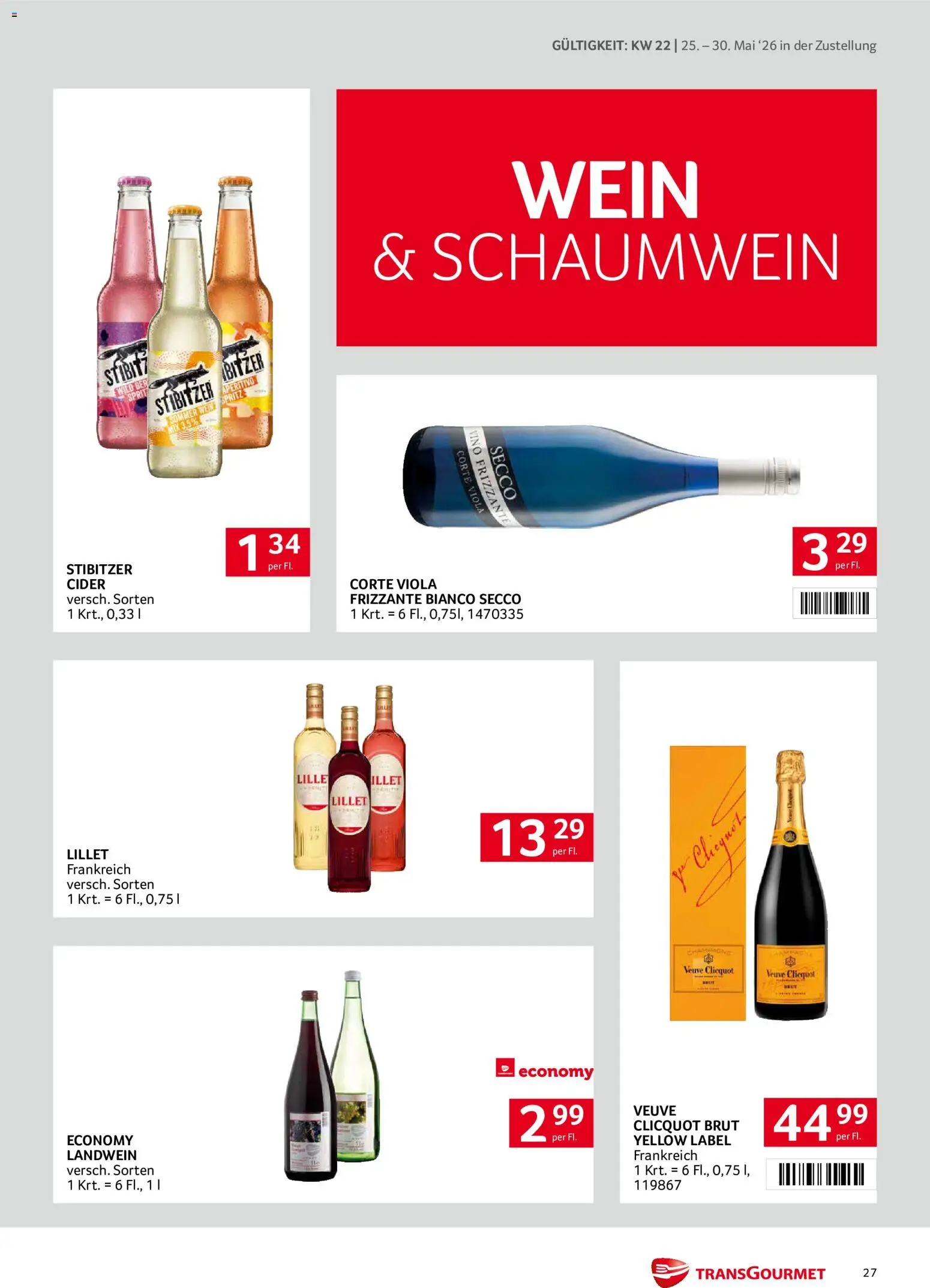 Transgourmet Zustellaktion gültig ab 25.05.2026 | Seite: 27 | Produkte: Wein