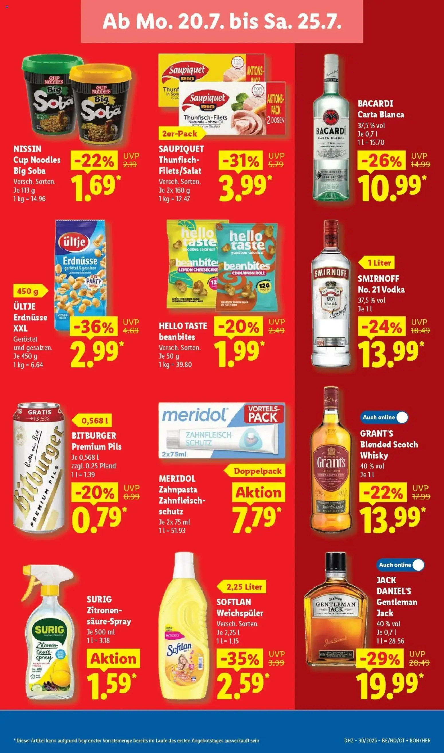 Lidl Prospekt Senftenberg – gültig ab 20.07.2026 | Seite: 19 | Produkte: Bacardi, Jack Daniel's, Zahnpasta, Zitronen