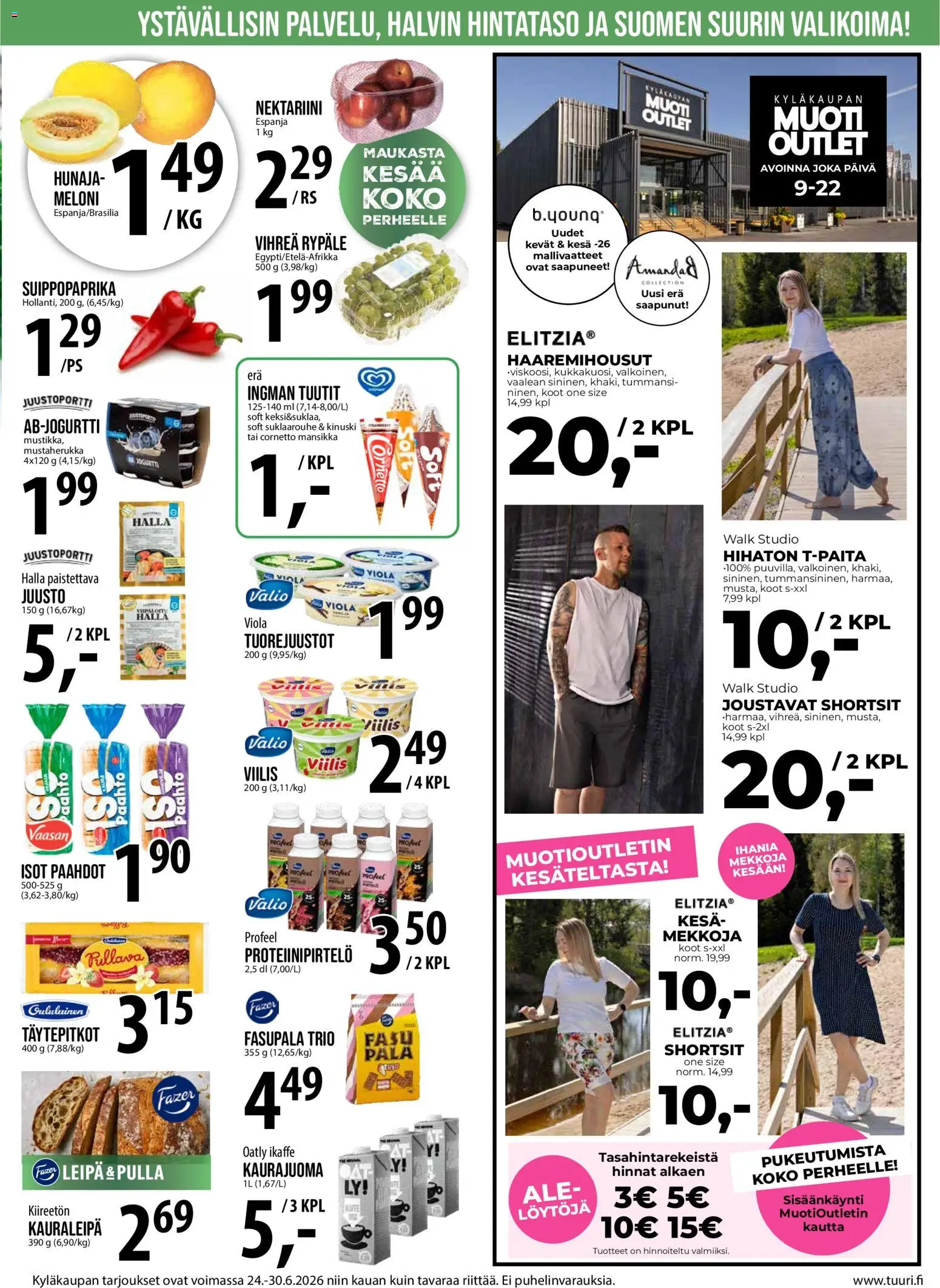 Tuuri tarjoukset – voimassa 24/06/2026 alkaen | Sivu: 12 | Tuotteet: Kaurajuoma, Shortsit, Juusto, Pulla