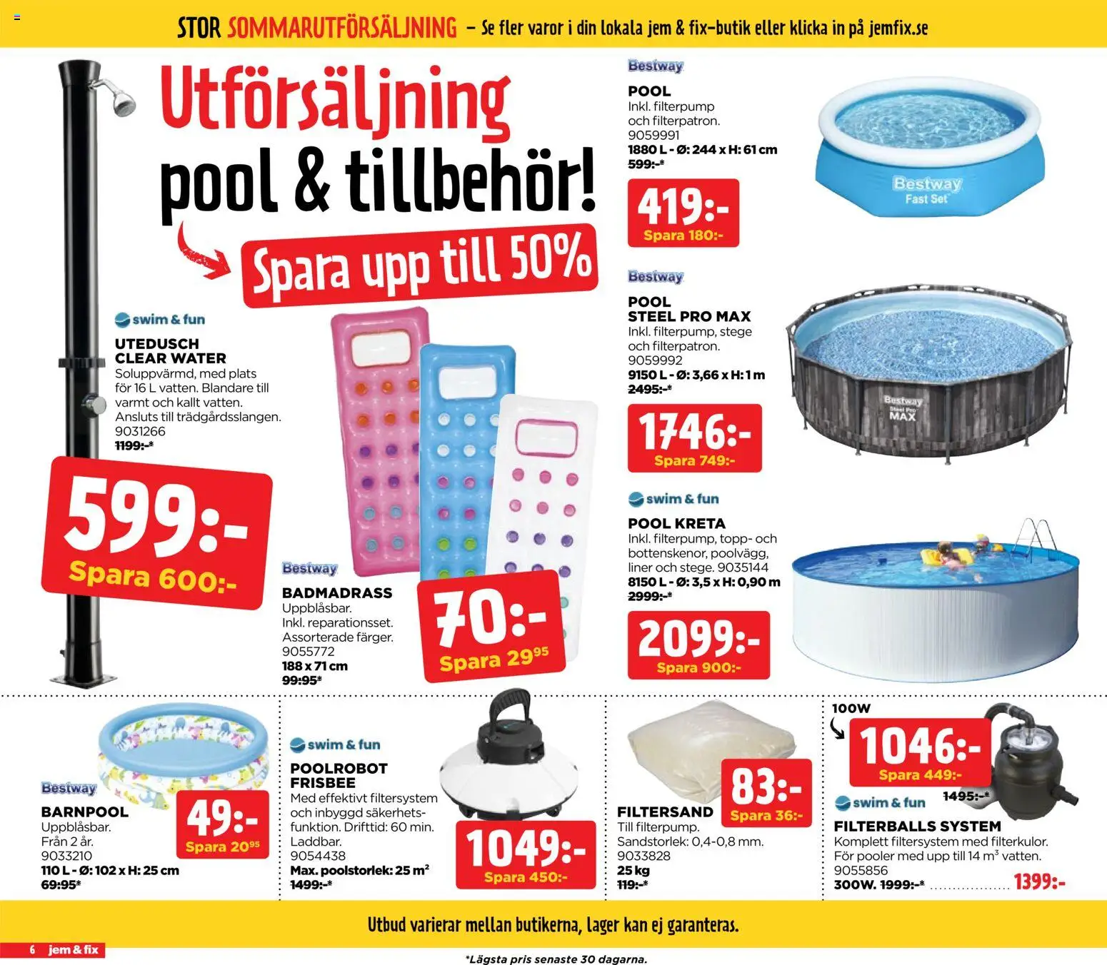 Jem & Fix reklamblad aktuell från 03/08/2026 | Sida: 6 | Produkter: Pool, Frisbee, Topp, Set