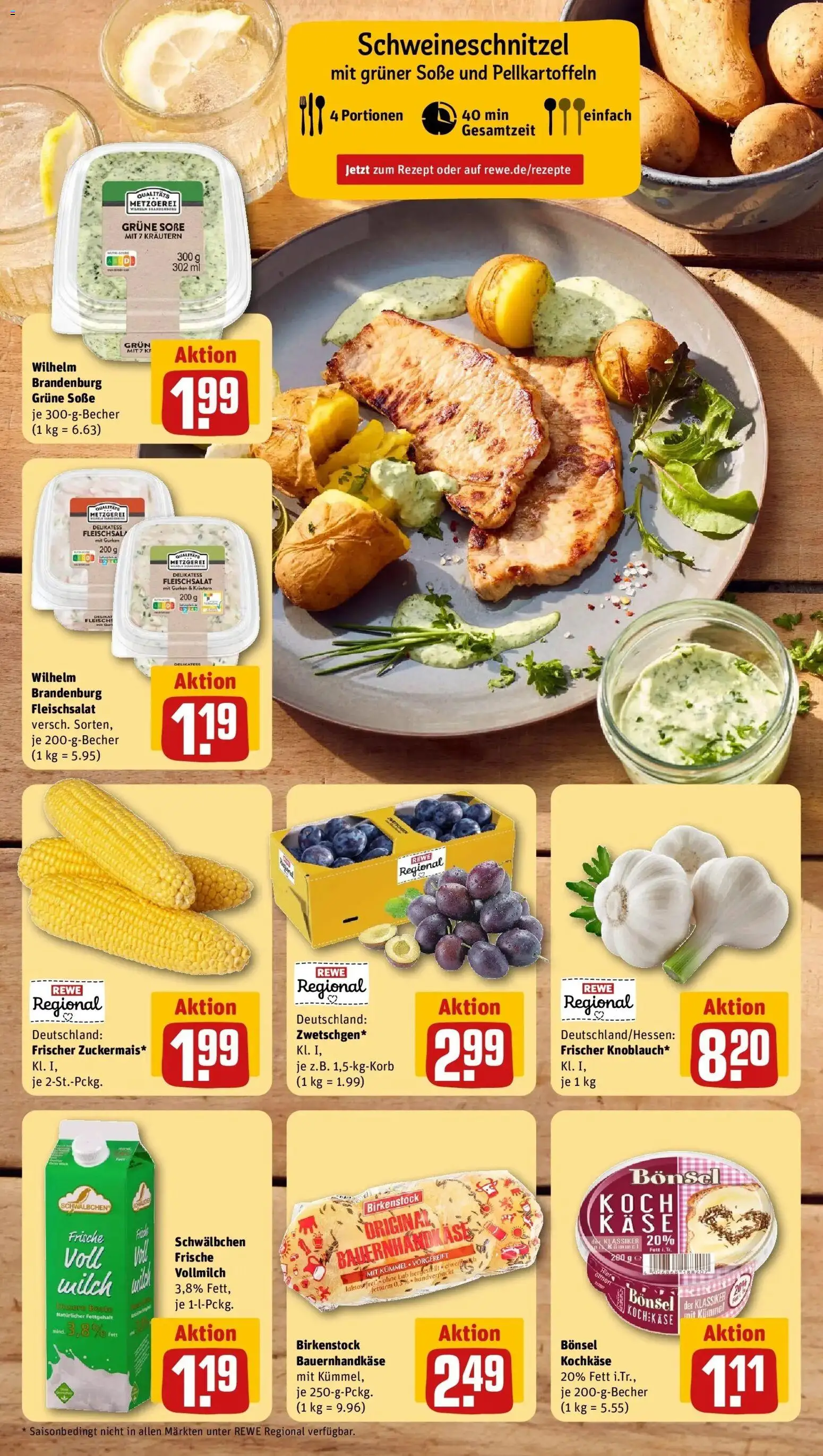 Rewe Prospekt Liederbach A. T. / Oberliederbach – gültig ab 27.07.2026 | Seite: 4 | Produkte: Milch, Käse, Soße, Gurken