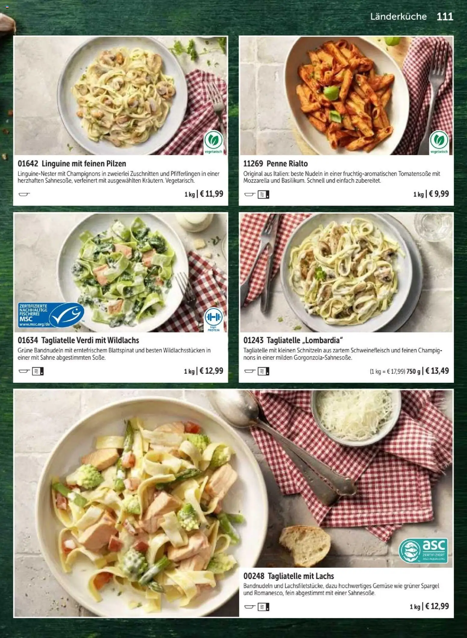 Bofrost Katalog – gültig ab 07.09.2026 | Seite: 111 | Produkte: Mozzarella, Lachs, Nudeln, Sahne