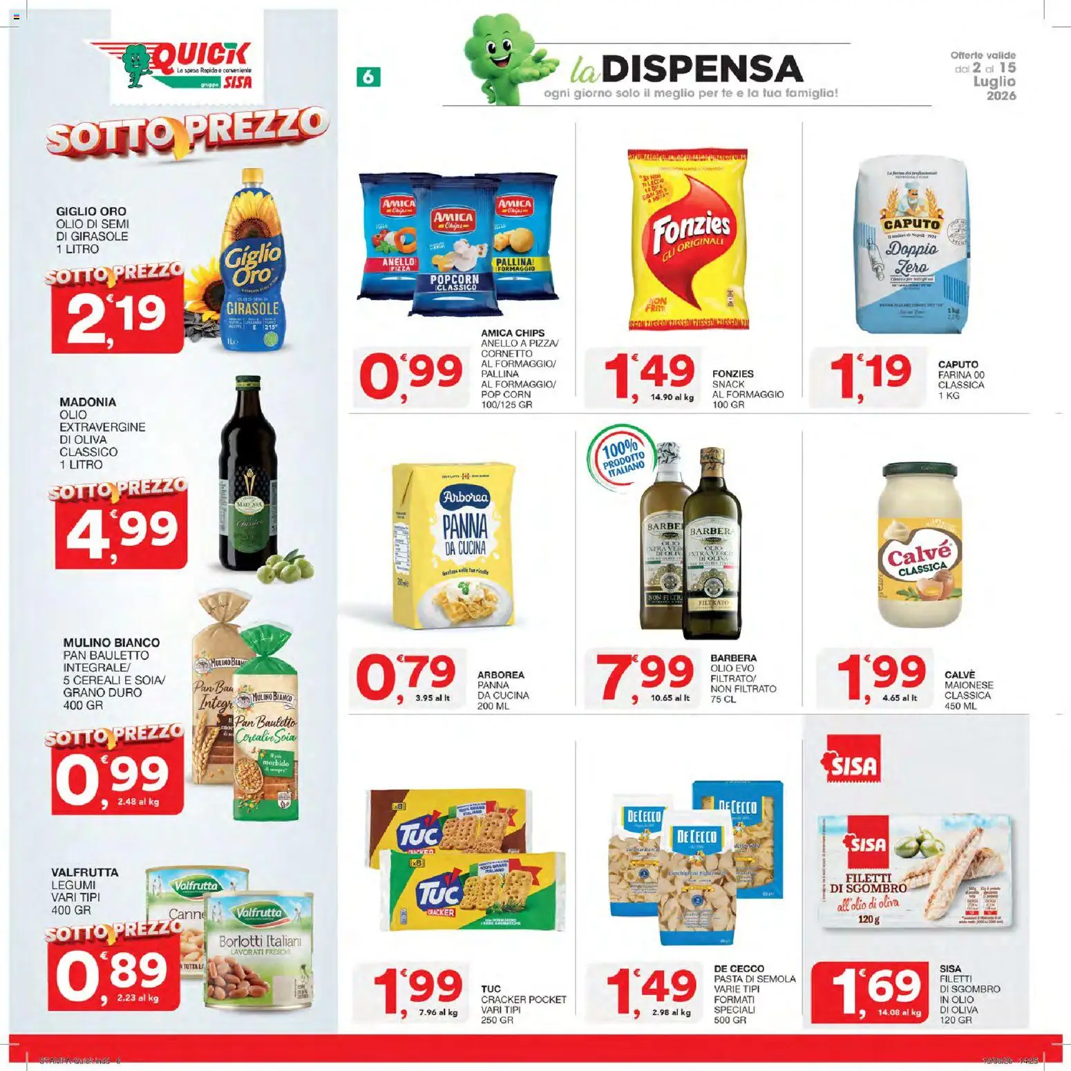 Volantino SISA del 02/07/2026 | Pagina: 6 | Prodotti: Legumi, Cereali, Farina, Pop corn