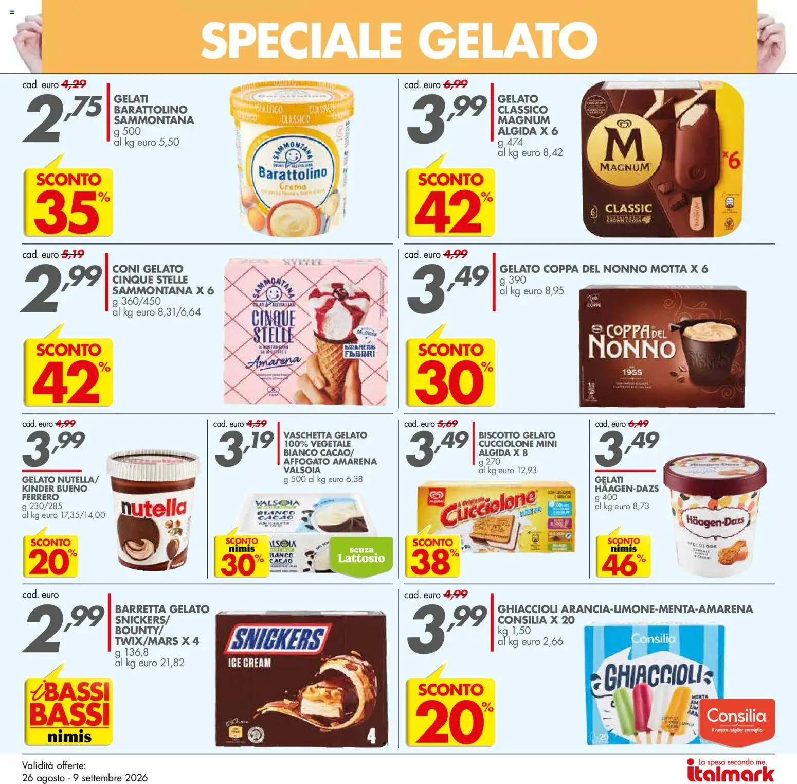 Volantino Italmark del 26/08/2026 | Pagina: 11 | Prodotti: Crema, Magnum, Cacao, Snickers