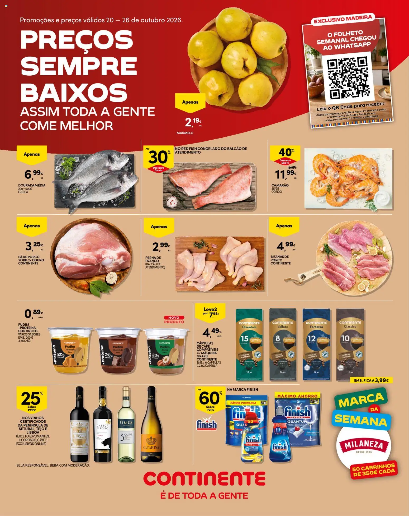 Continente folheto Madeira │ válido de 20/10/2026 | Página: 1 | Produtos: Frango, Camarão, Café, Proteina