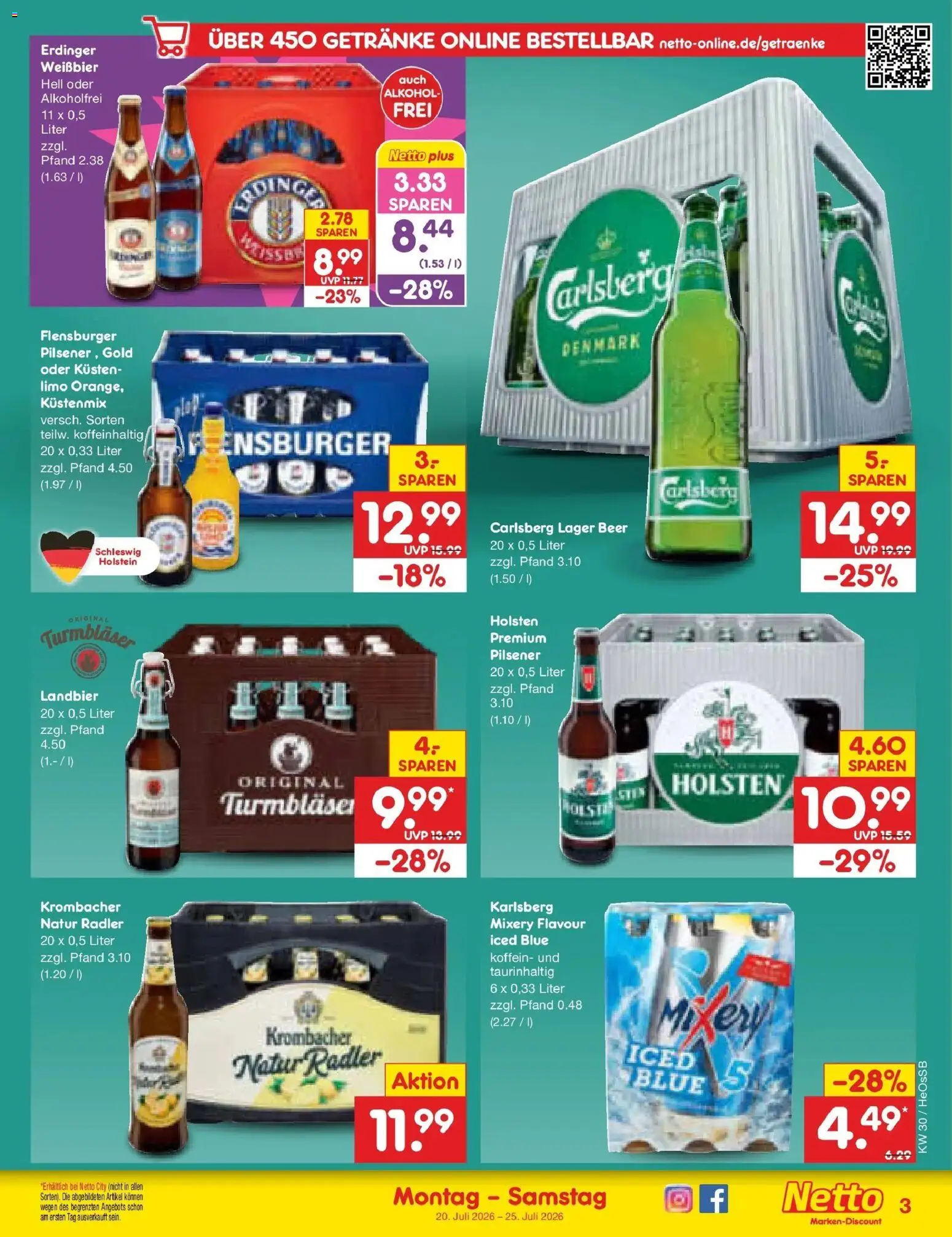 Netto Marken-Discount Prospekt Kröpelin – gültig ab 20.07.2026 | Seite: 55 | Produkte: Erdinger, Carlsberg, Flensburger, Radler