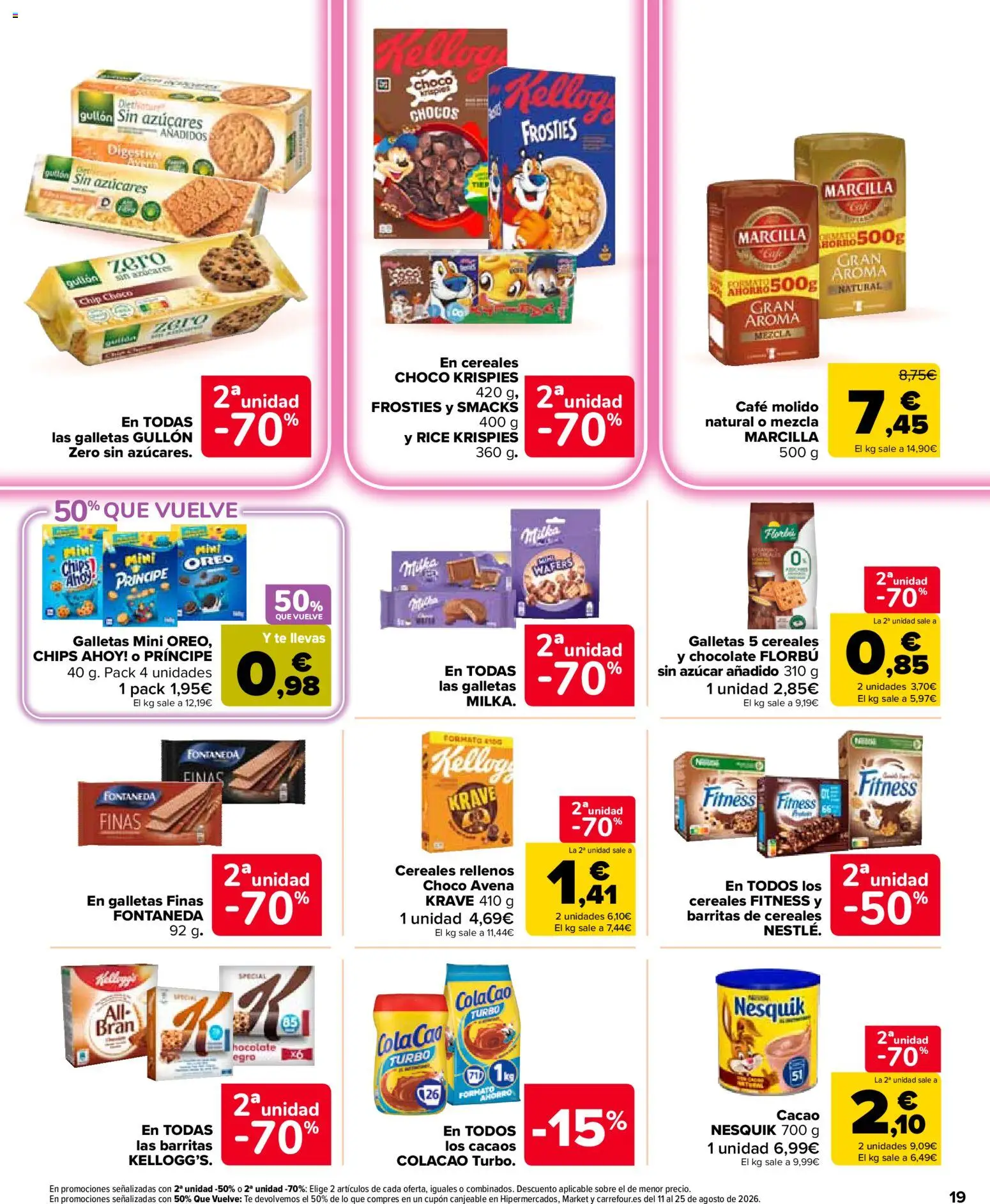 Carrefour Market folleto │ válido desde el 28/07/2026 | Página: 19 | Productos: Chocolate, Café molido, Galletas, Cereales Fitness