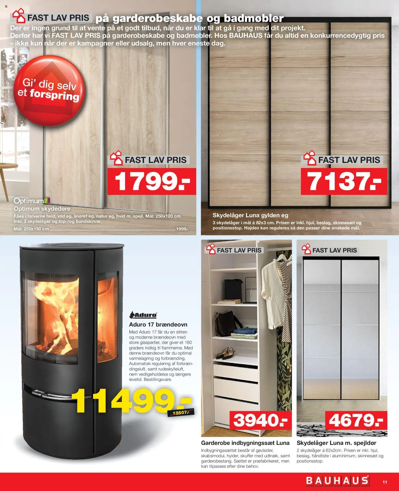 Bauhaus tilbudsavis – gyldig fra 14/08/2026 | Side: 11 | Produkter: Garderobe, Skydedøre, Garderobeskabe
