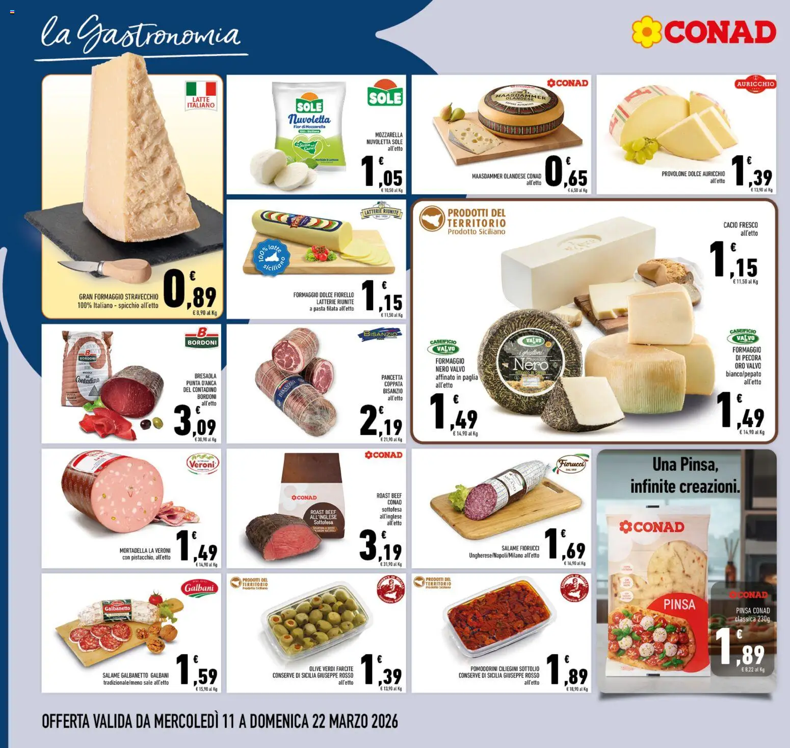 Volantino Conad del 11.03.2026 | Pagina: 6 | Prodotti: Salame, Bresaola, Pancetta, Formaggio
