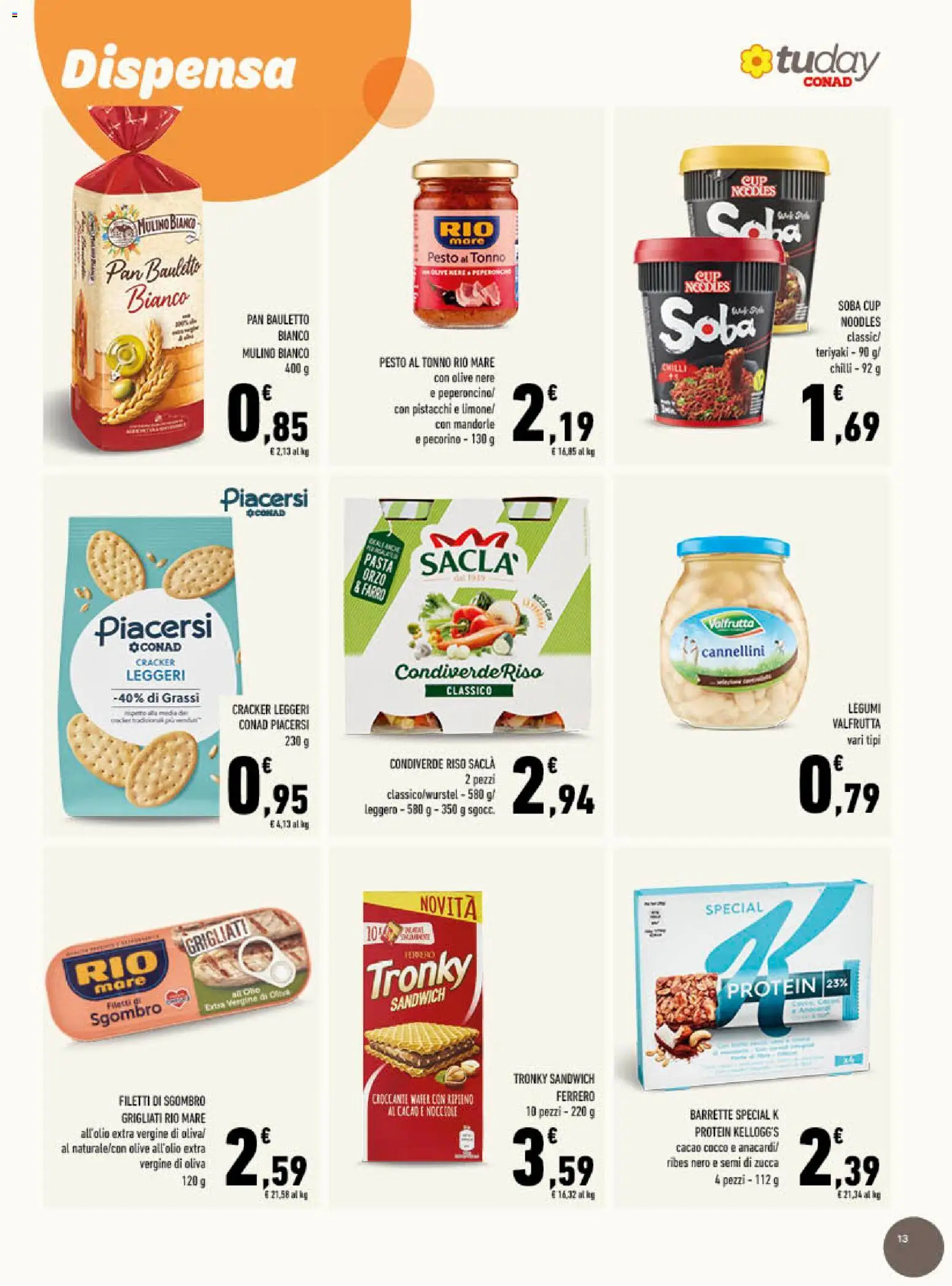 Volantino Conad del 17.06.2026 | Pagina: 13 | Prodotti: Riso, Crackers, Tonno, Cacao