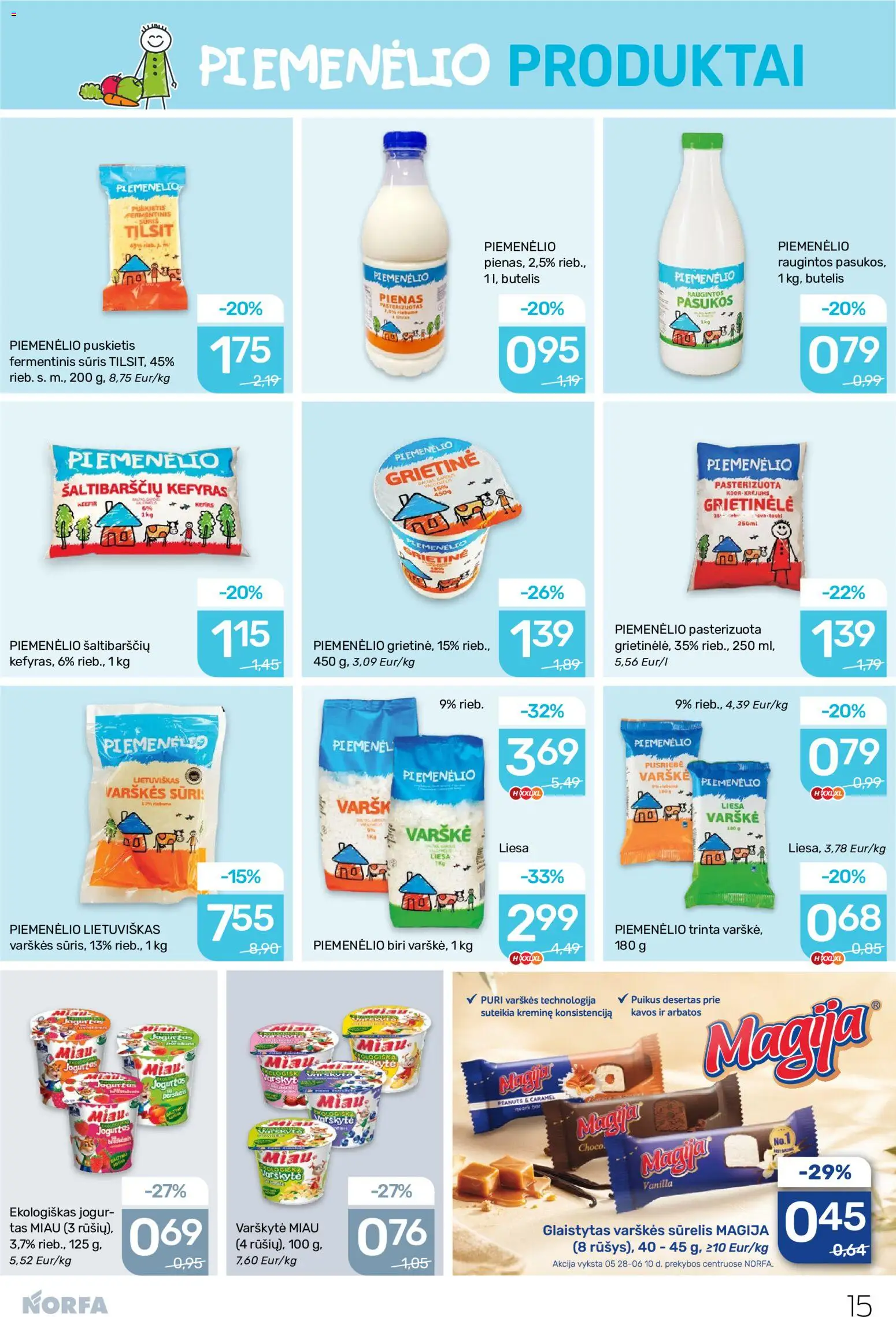 NORFA akcijos nuo 28.05.2026 | Puslapis: 15 | Prekių: Grietinėlė, Fermentinis sūris, Varškė, Grietinė