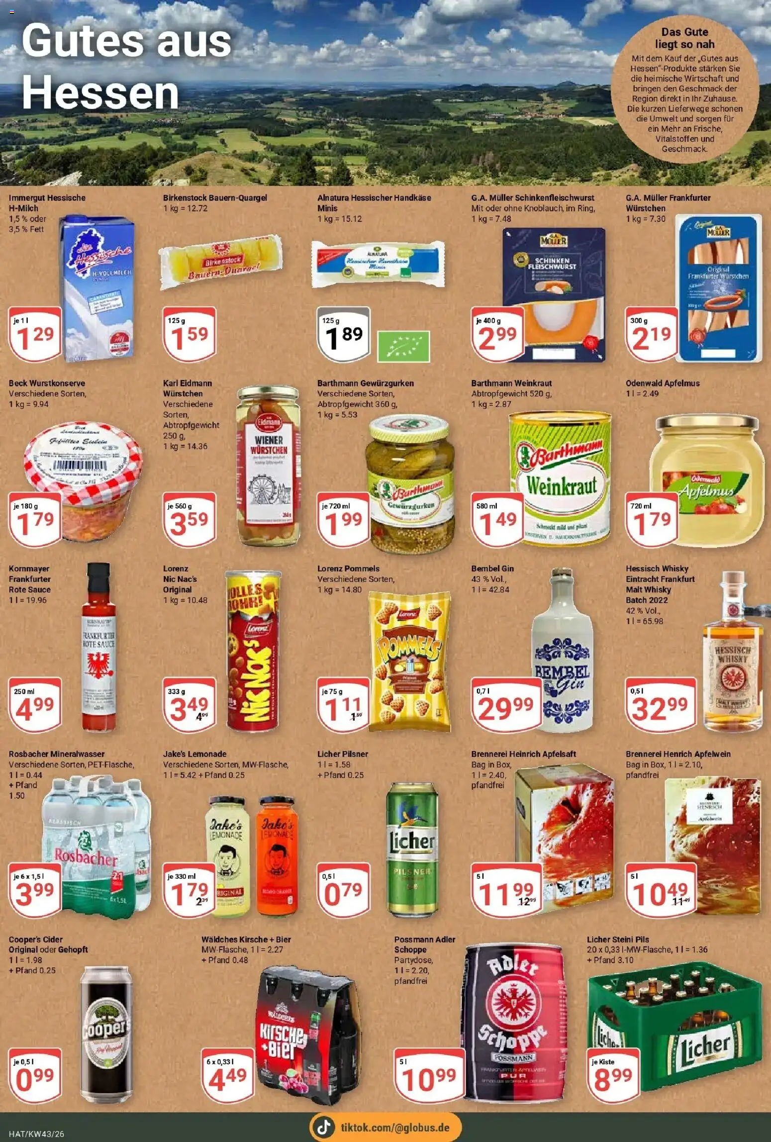 Globus Prospekt Hattersheim (ab 19.10.2026) » Angebote online | Seite: 15 | Produkte: Wiener wurstchen, Mineralwasser, Gin, Apfelmus