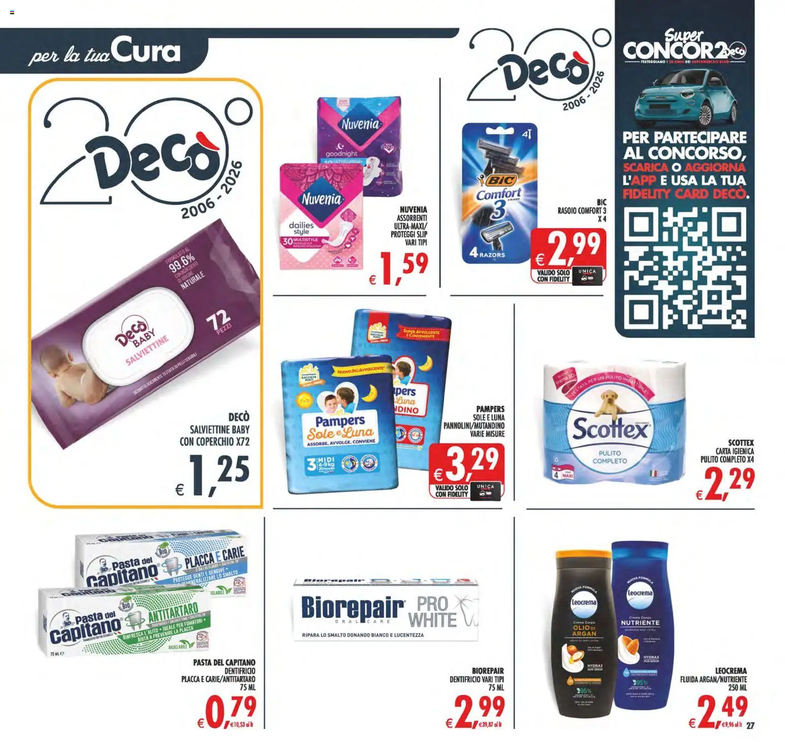 Volantino Decò del 23/10/2026 | Pagina: 27 | Prodotti: Crema, Dentifricio, Coperchio, Assorbenti
