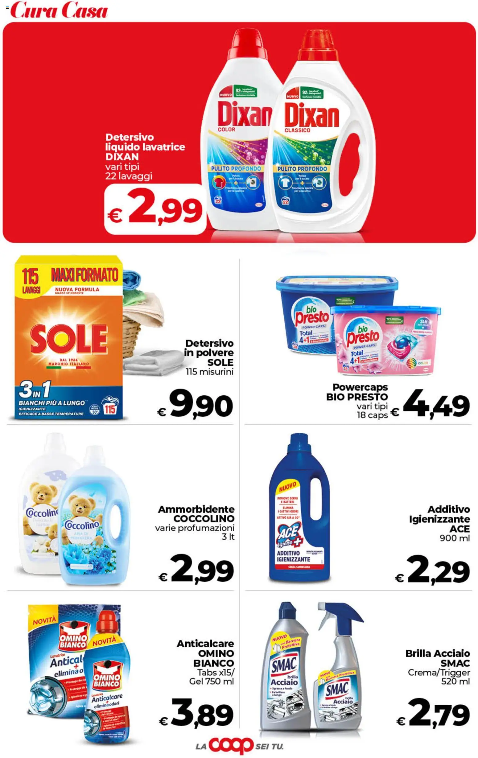 Volantino COOP del 10/07/2026 | Pagina: 39 | Prodotti: Detersivo in polvere, Ammorbidente, Anticalcare, Lavatrice
