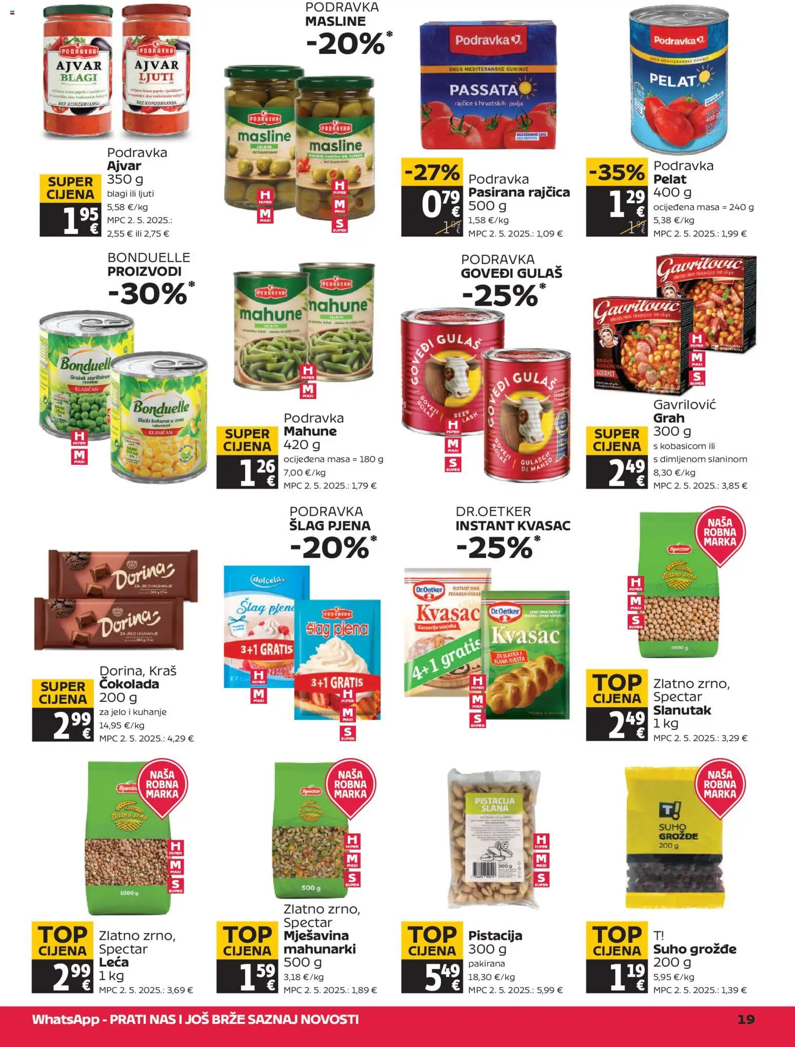 Tommy katalog | vrijedi od 07.05.2026 | Stranica: 19 | Proizvodi: Pasirana rajčica, Leća, Grožđe, Kvasac