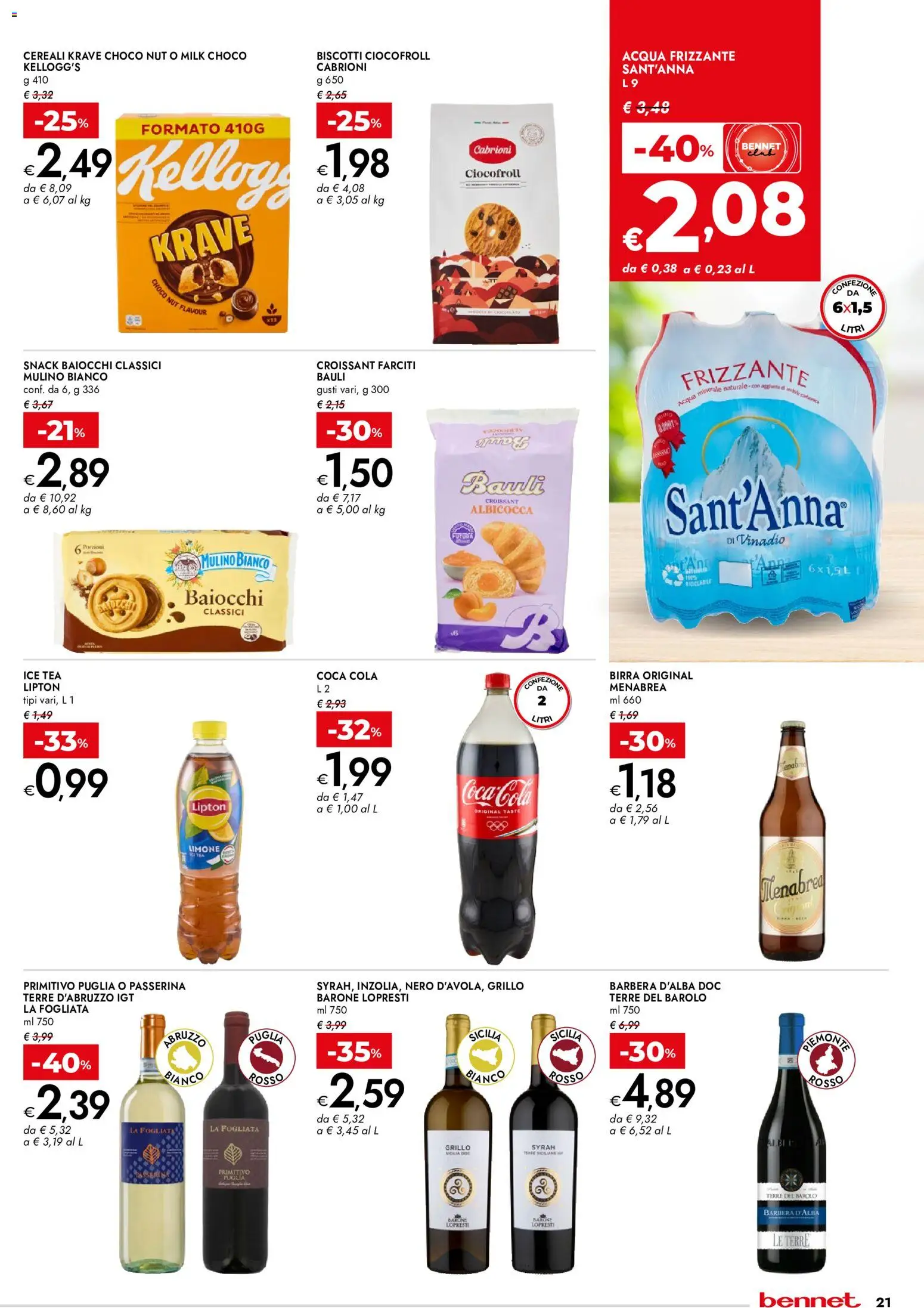 Volantino bennet del 17/09/2026 | Pagina: 21 | Prodotti: Mobile, Birra, Biscotti, Coca Cola